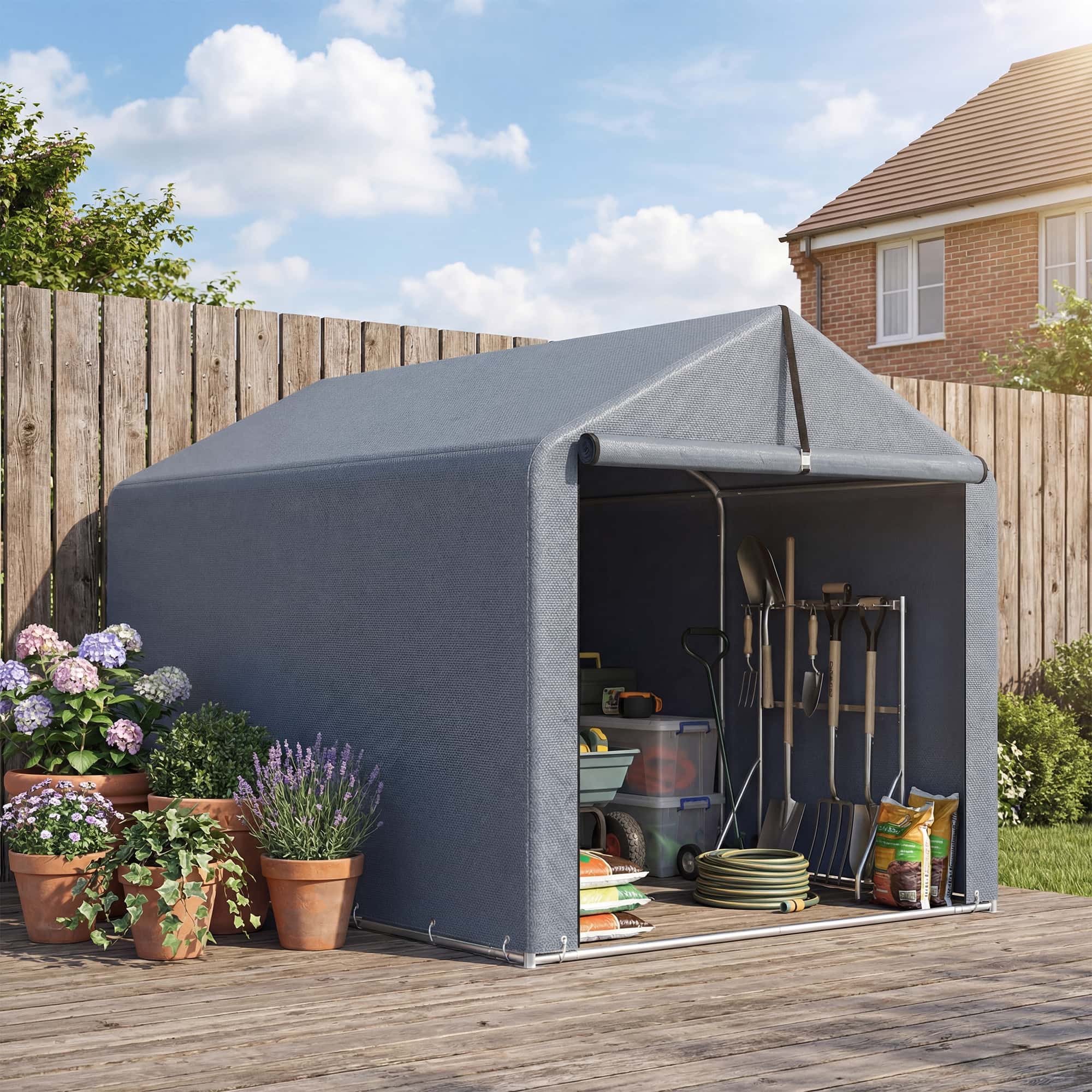 4goodz Opslagtent Weersbestendig voor fietsen of gereedschap 221x162x163 cm
