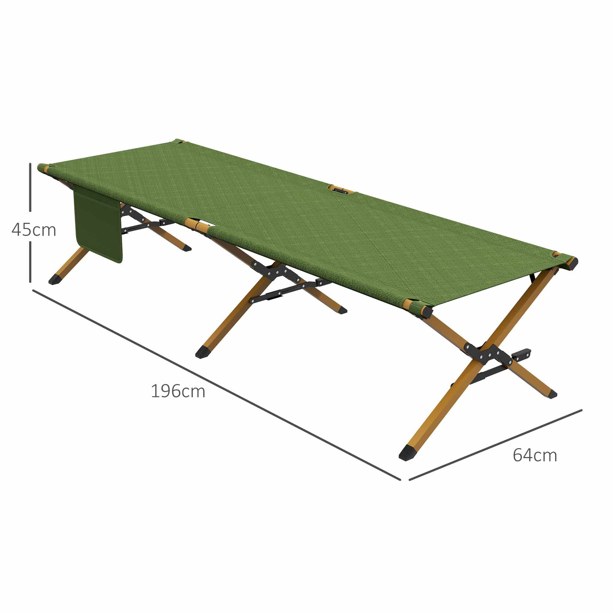 Stretcher Opvouwbaar - Ligbed met verstelbare rugleuning - 196x64x45 cm - Groen