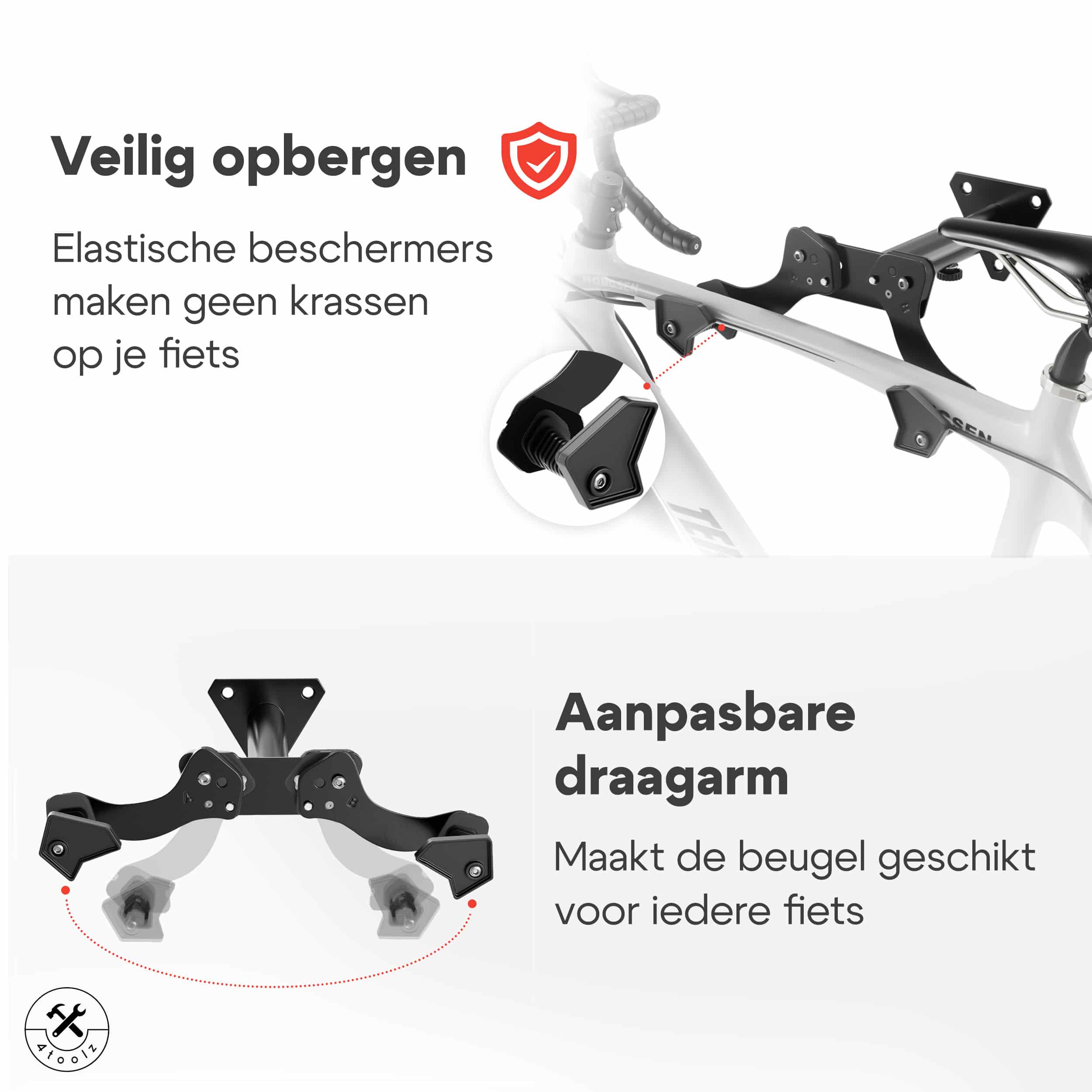 4toolz® Fiets Ophangbeugel Diepte Verstelbaar - Wandbeugel voor fiets