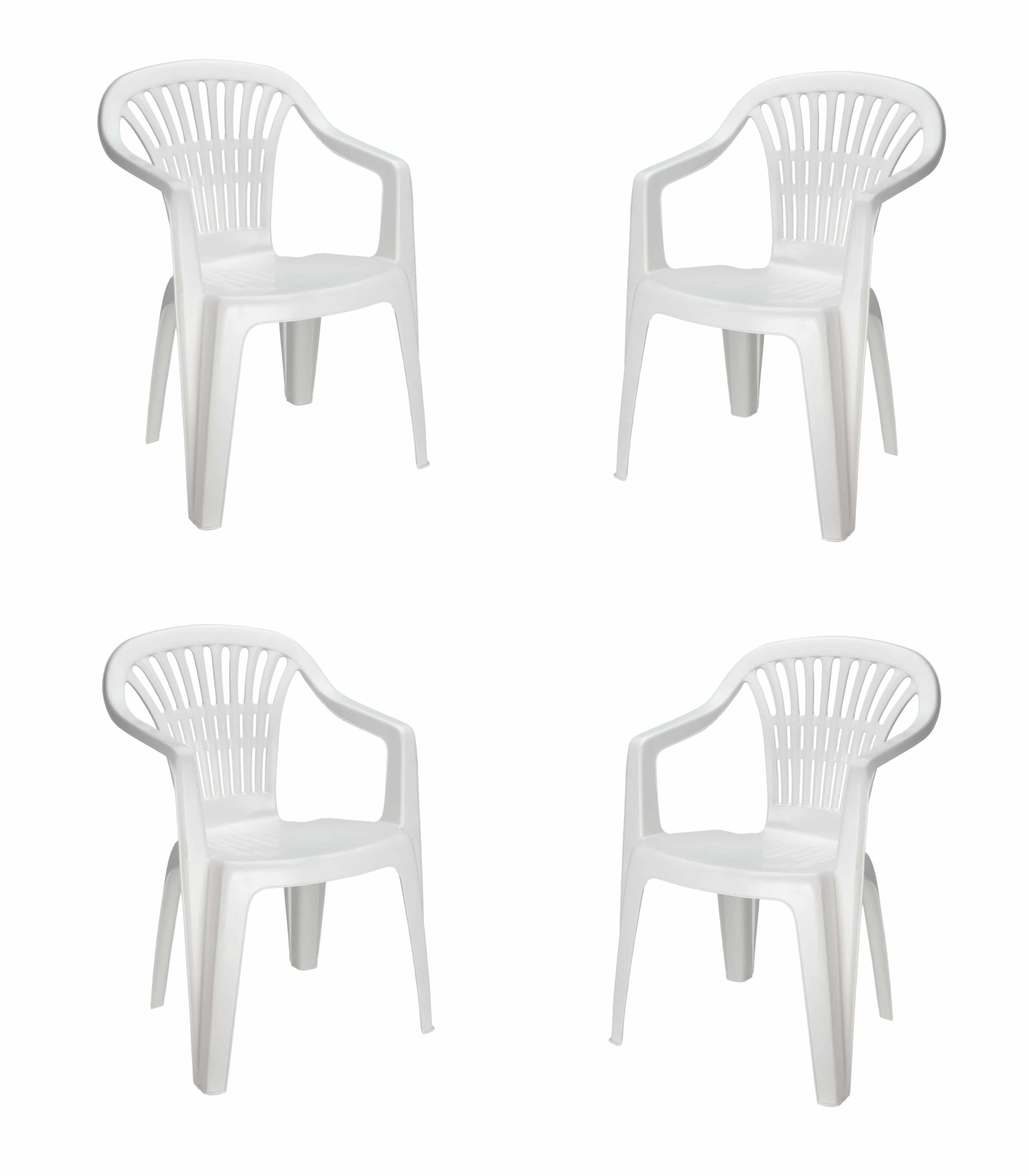 4goodz Siena 4x Witte Stapelbare Tuinstoelen - Plaatsbesparend