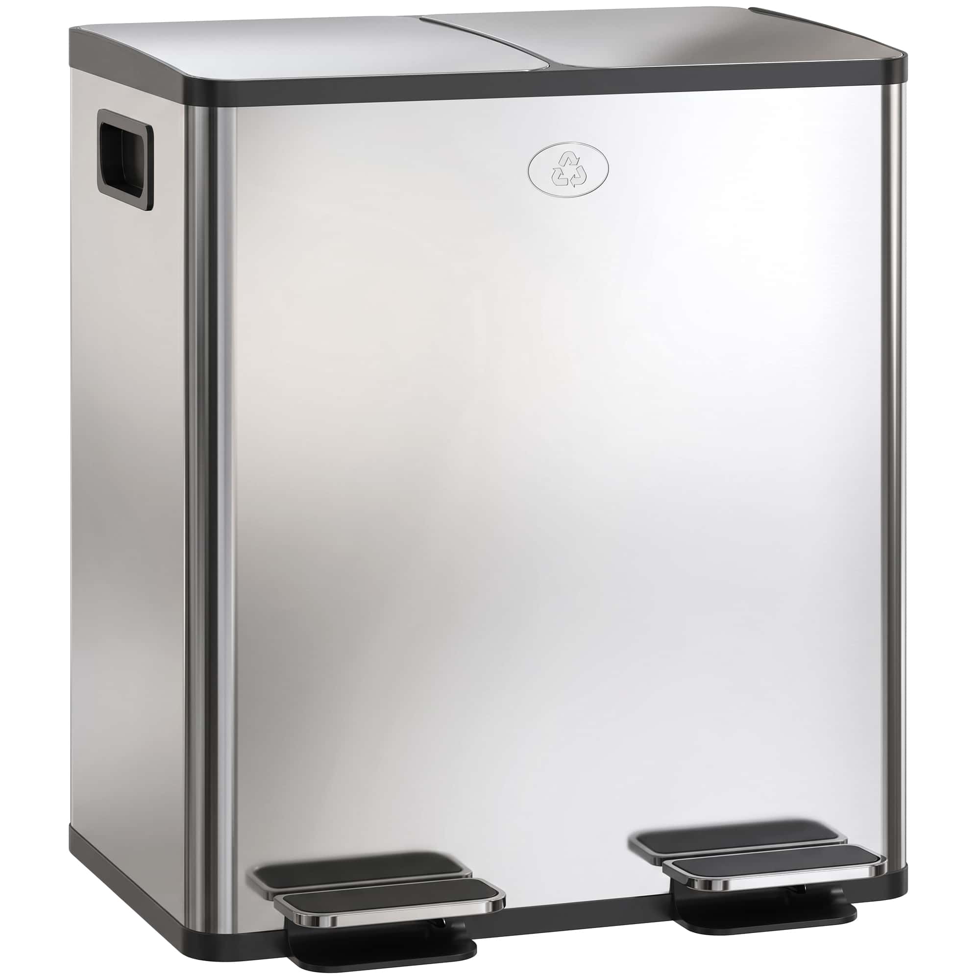 4goodz Dubbele Pedaalemmer Prullenbak 2 x 20 ltr - Zilver