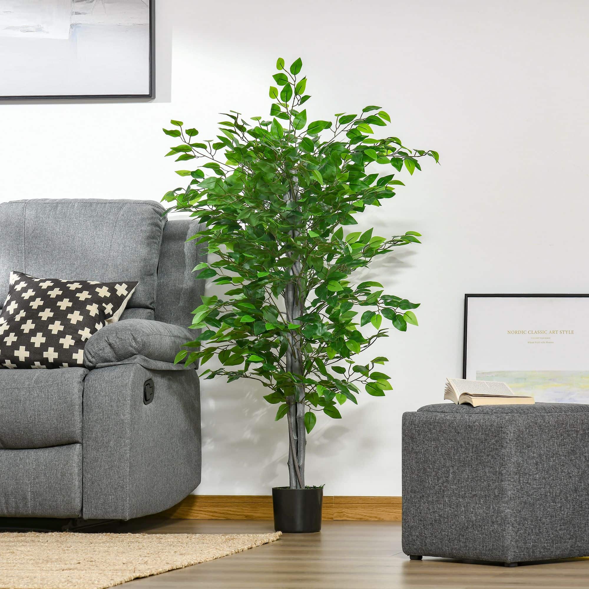 4goodz Kunstplant Ficus 135 cm - Banyanboom - Groen 4goodz Kunstplant Ficus 135 cm - Banyanboom - Groen