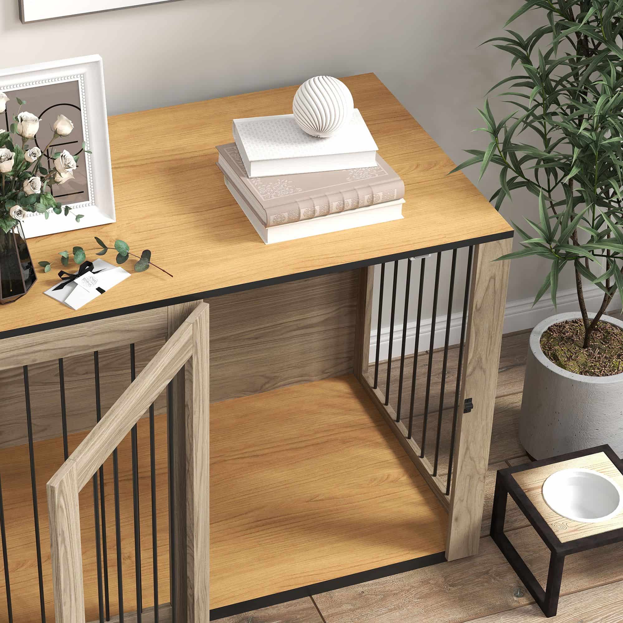 Binnen Bench voor grote honden - Hondenhok Binnen - 106 x 60 x 76 cm - Bruin