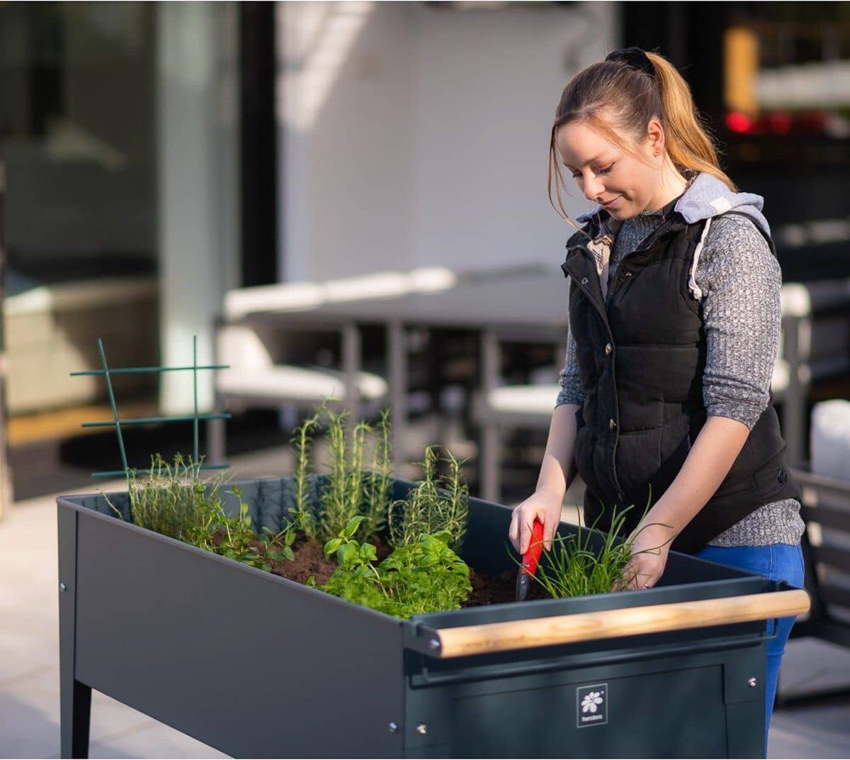 Herstera Garden® Metalen verhoogde Plantenbak Verrijdbaar- 120x60x84cm - Antraciet