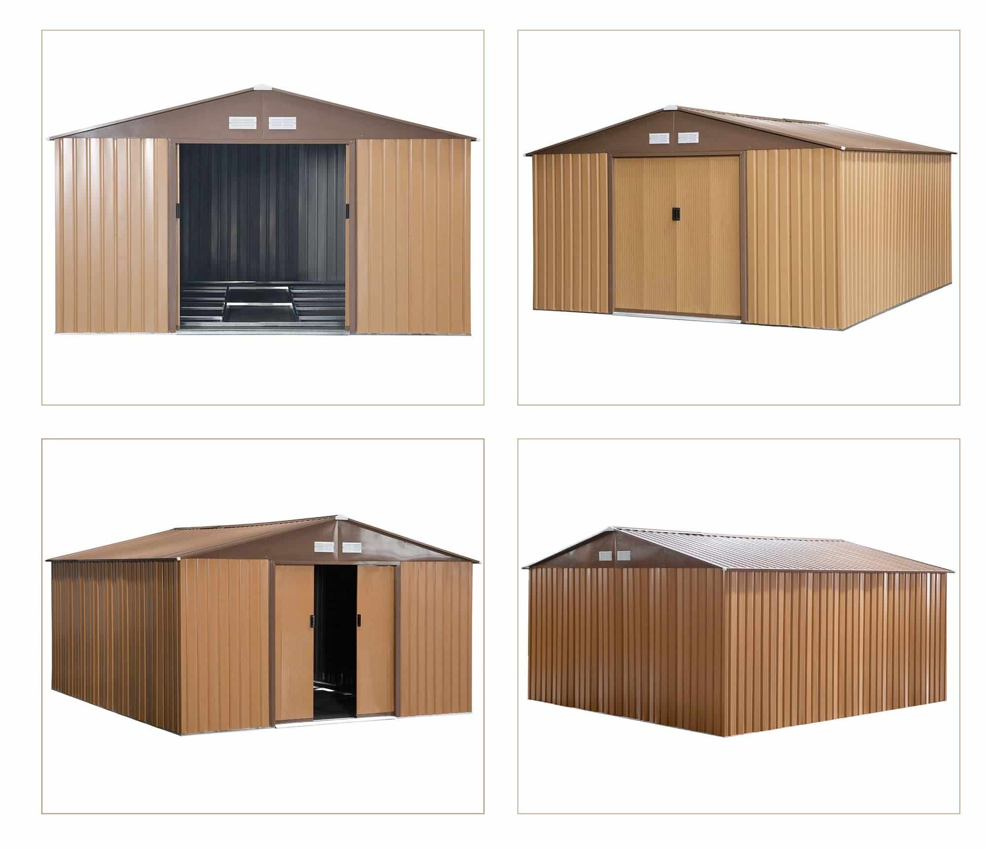 Groot stalen Gereedschapsschuur Tuinhuis 20m³ - 340x386 cm - Bruin