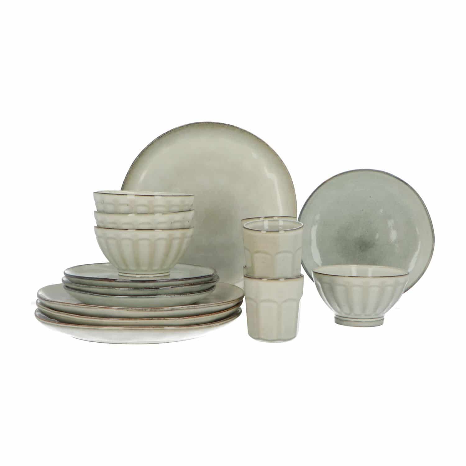 Servies 16 delig 4-persoons - Reactive Glaze Grijs