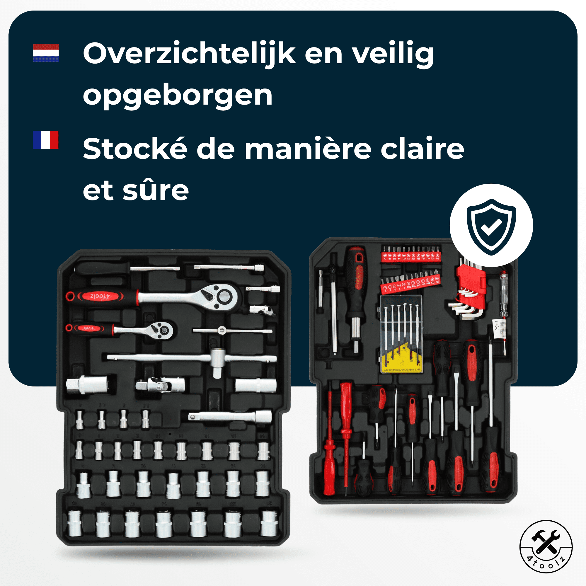 4toolz Blackline Gereedschapskoffer 1020-delig - ring-ratel sleutels