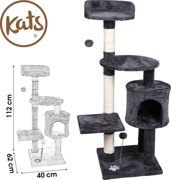 Kats - Katten Krabpaal Donkergrijs 40x62x112cm