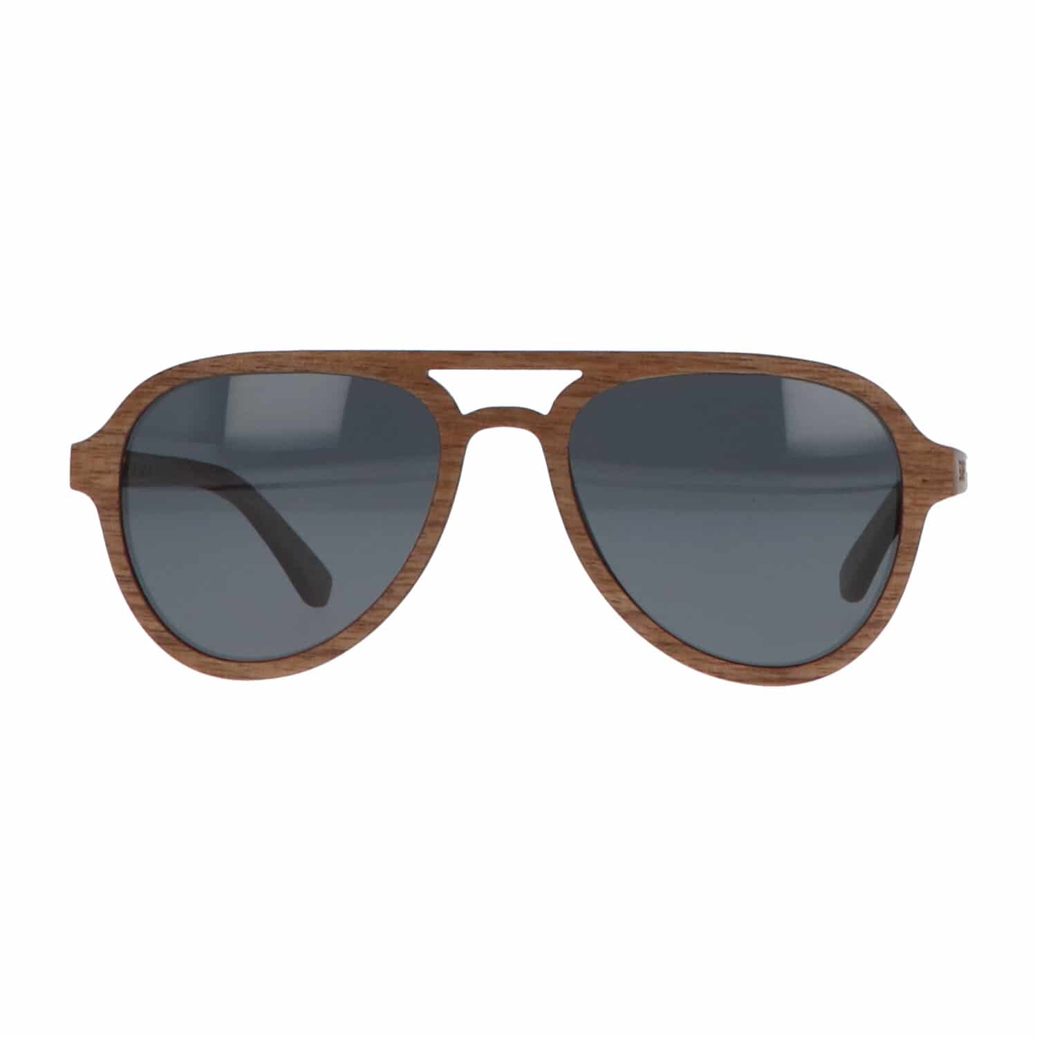 5one® Aviator Walnut - walnoot houten zonnebril met grijze glazen