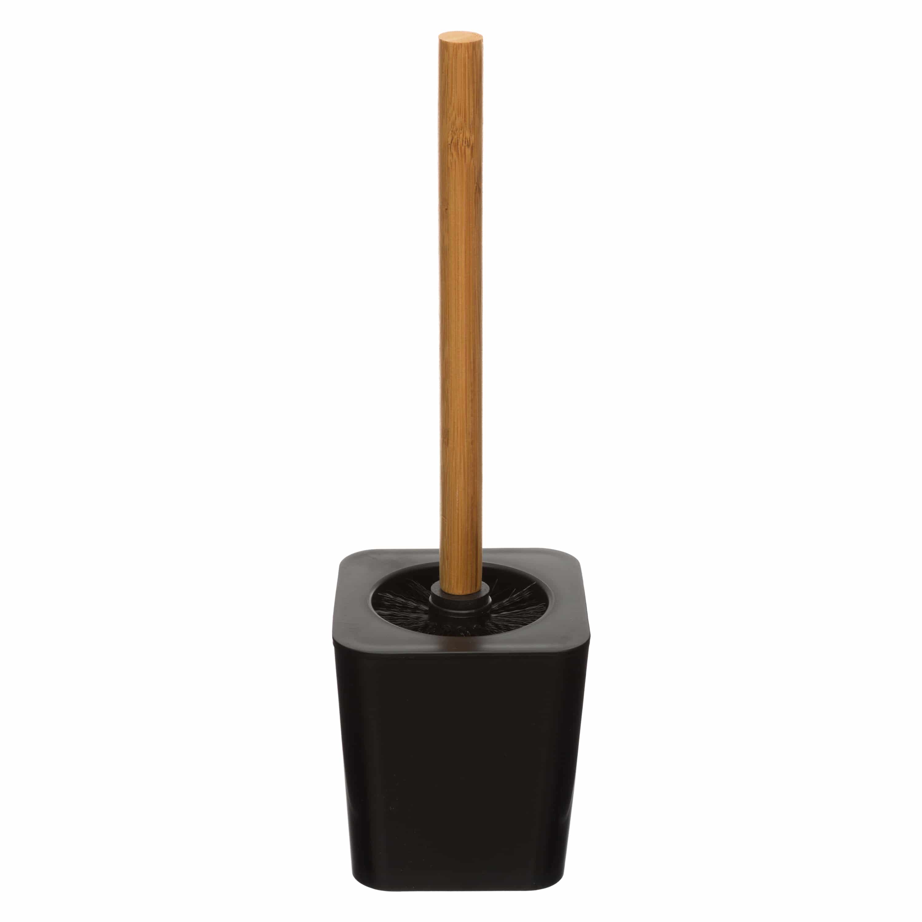 4goodz kunststof Toiletborstel met Bamboe steel - zwart/bruin