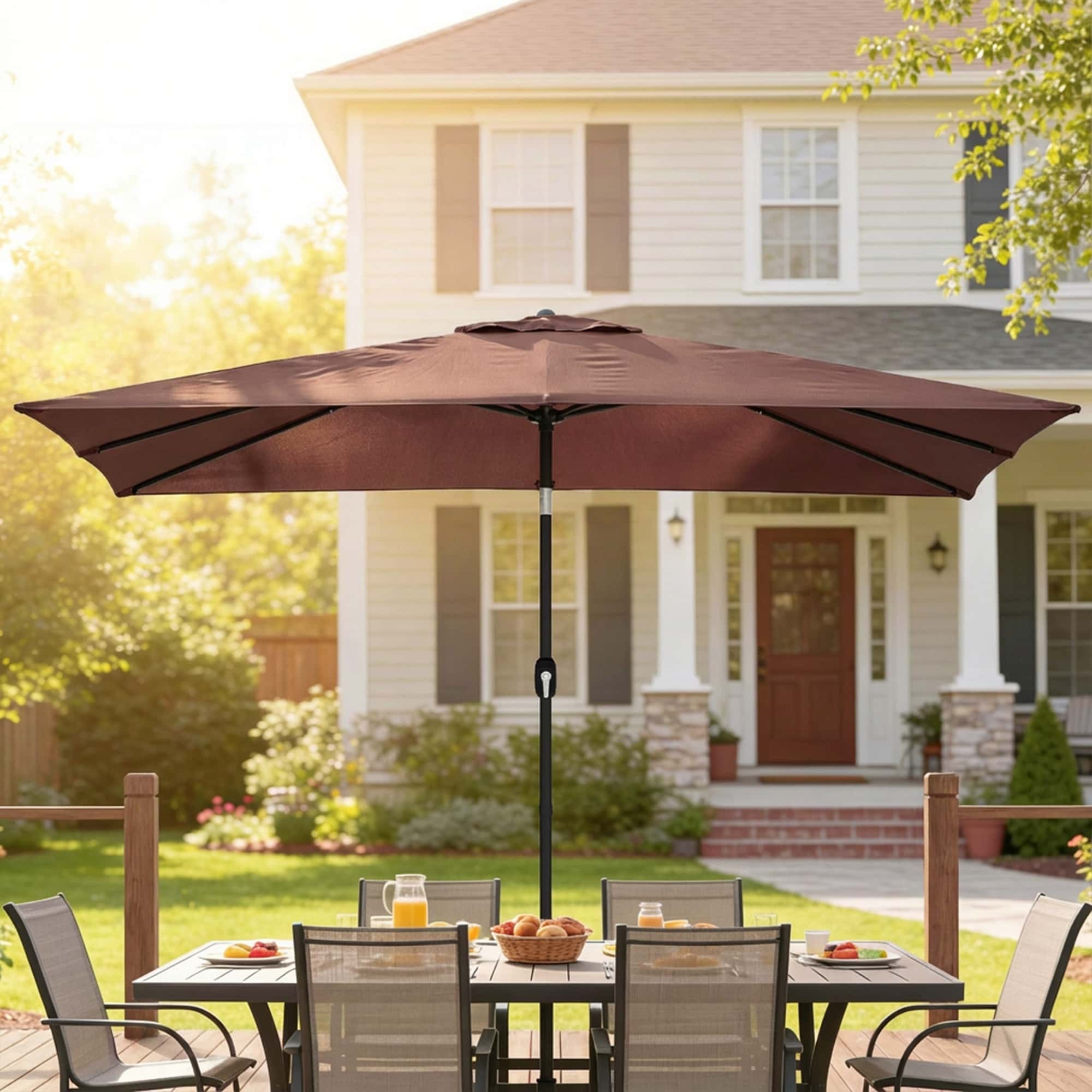 4goodz Parasol 300 x 200 cm - kantelbare balkonparasol met draaihendel - Bruin