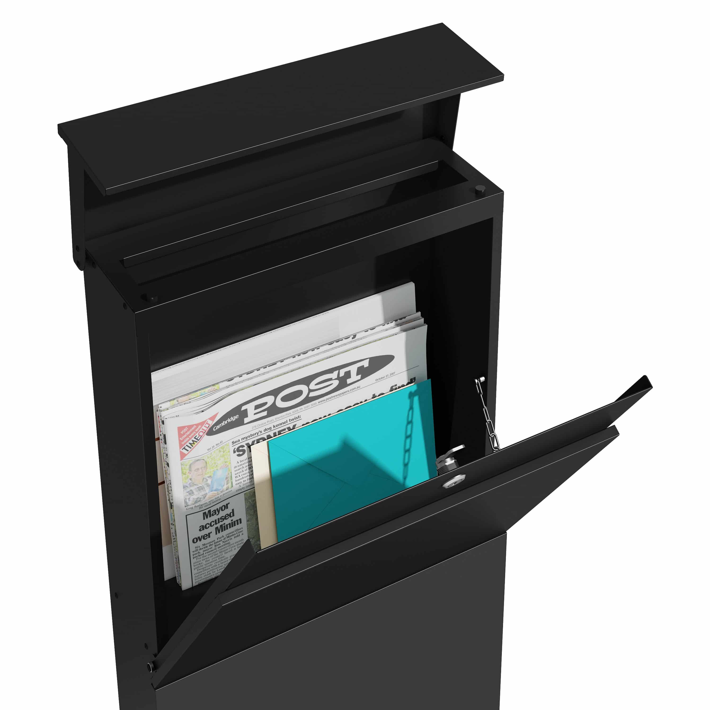 4gardenz® Vrijstaande Brievenbus - Gegalvaniseerd Staand met Slot - Zwart