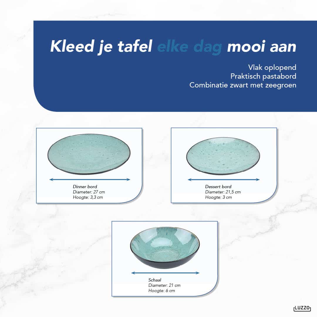 Luzzo® Oland Serviesset 6 persoons - 18 delig - Groen
