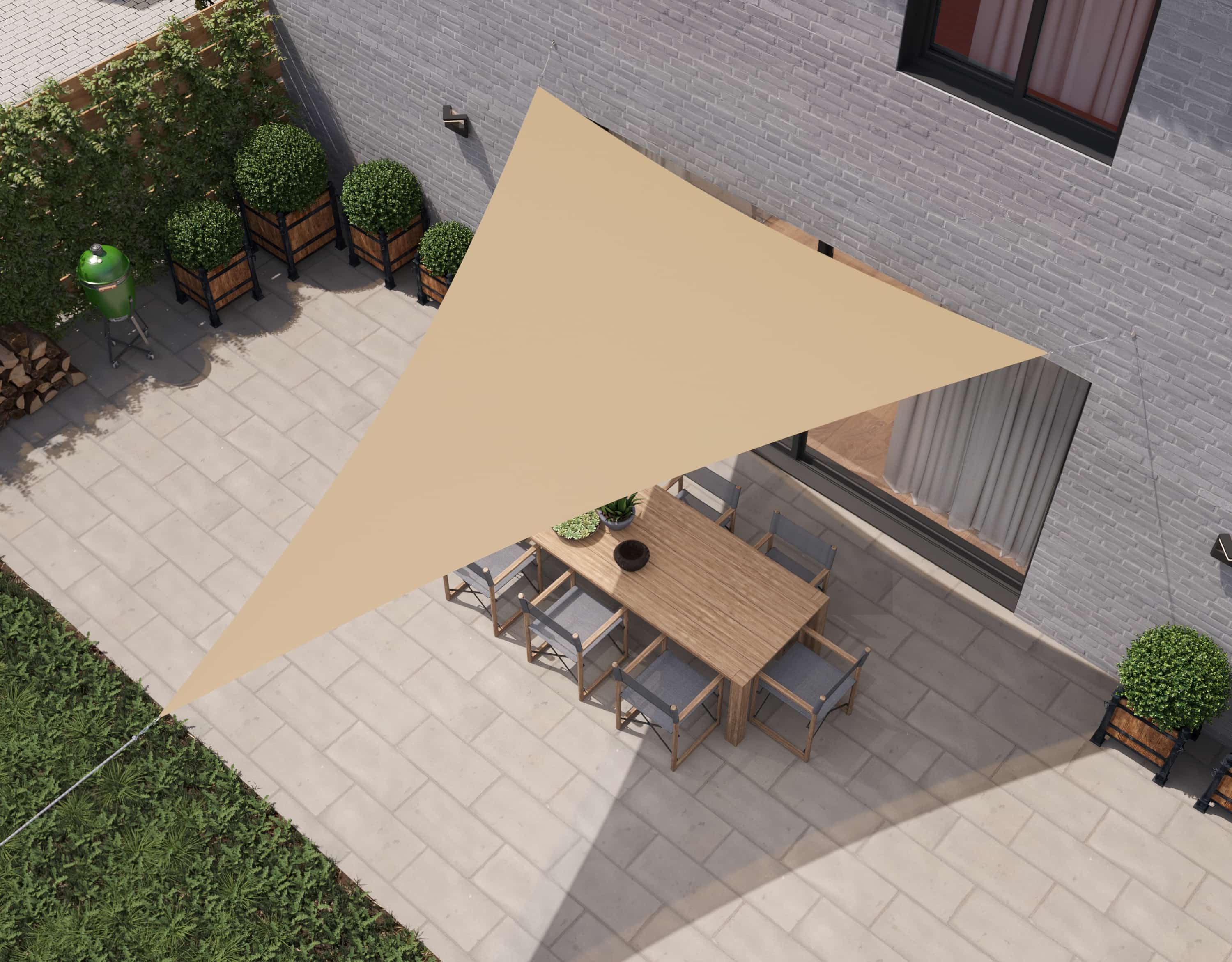 hanSe® Schaduwdoek Driehoek Gelijkbenig Waterafstotend 5x7x7 m Zand