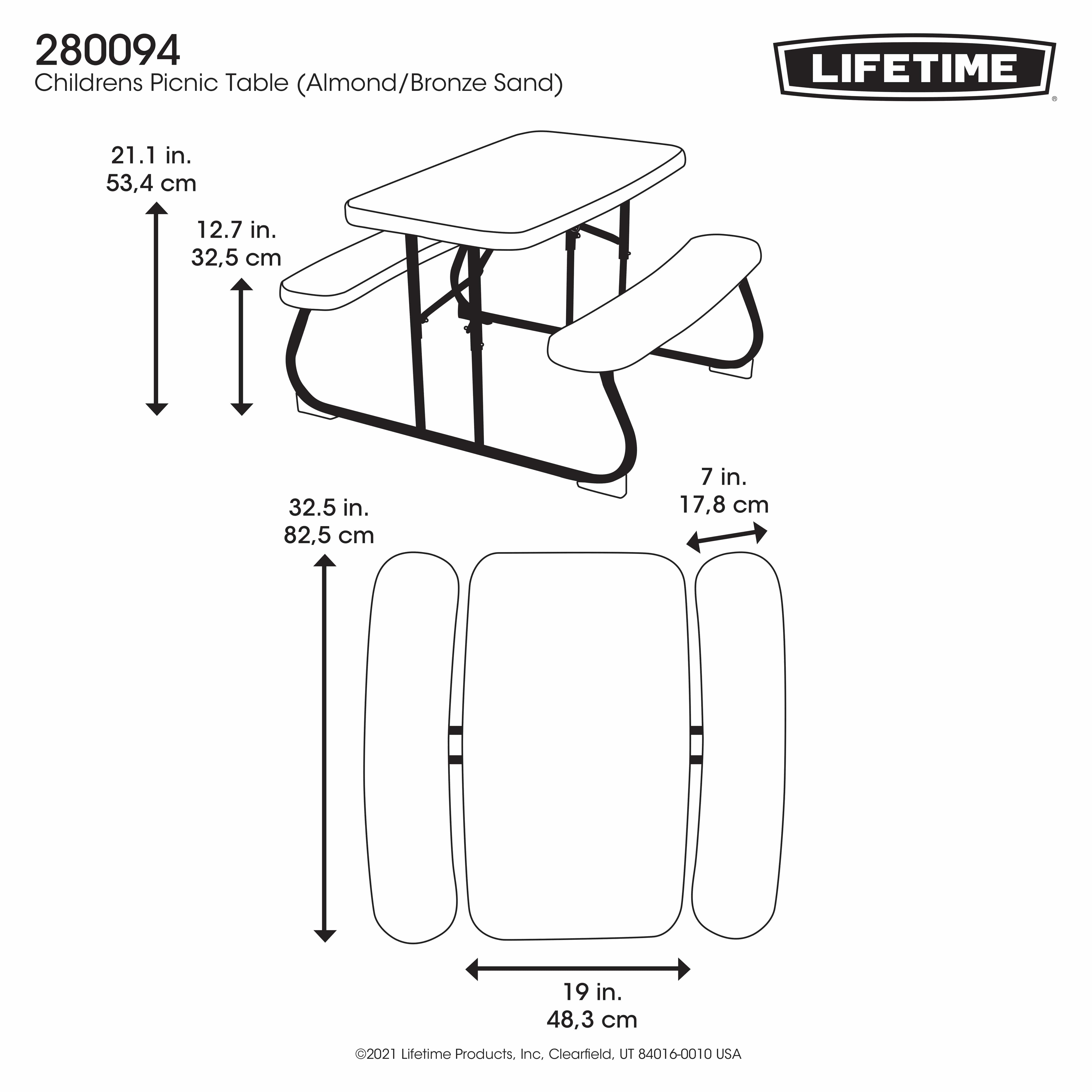 Lifetime® Kindertafel Opvouwbaar - Picknickset voor binnen en buiten - Creme