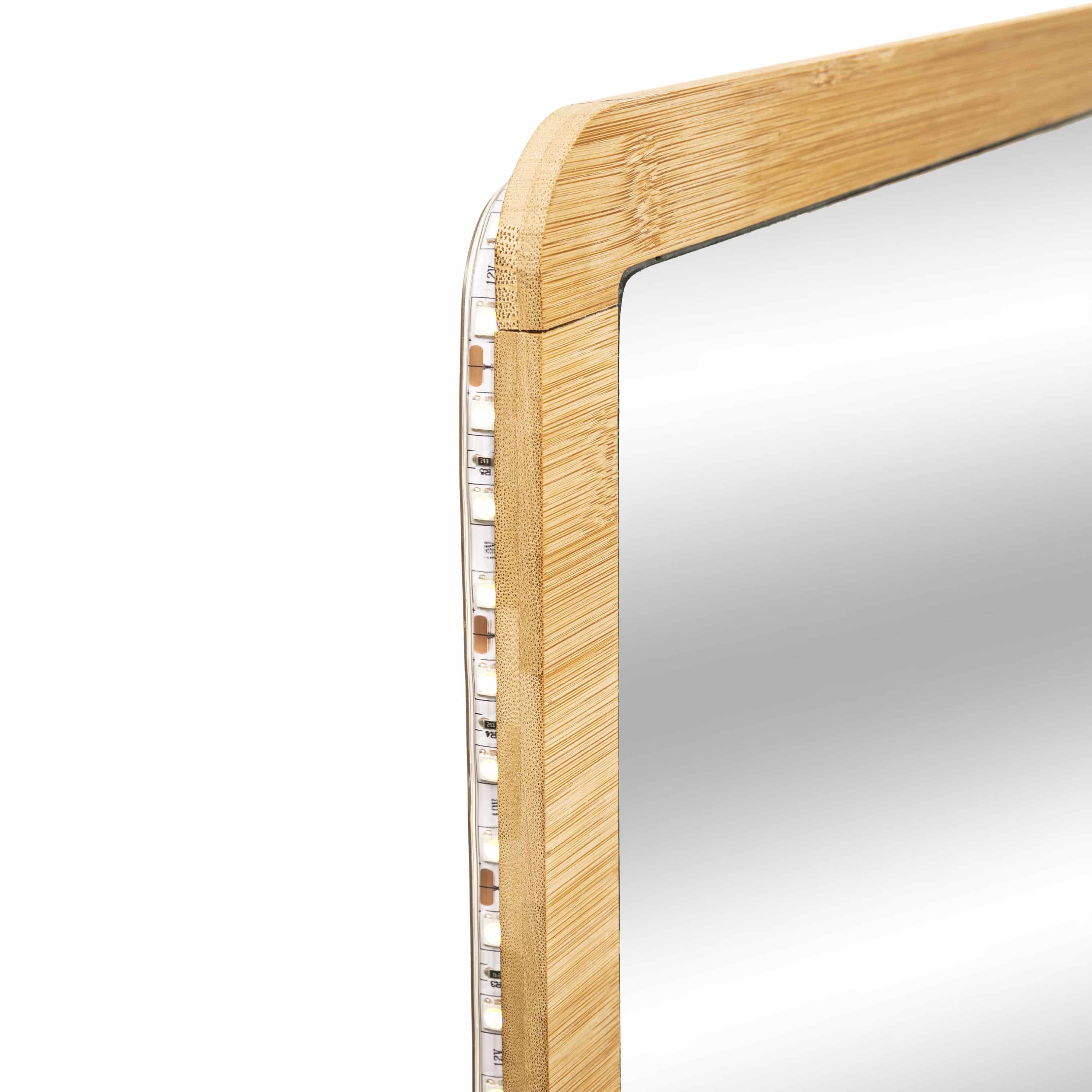 4goodz bamboe Spiegel Rechthoekig met LED verlichting 47x66 cm - Bruin