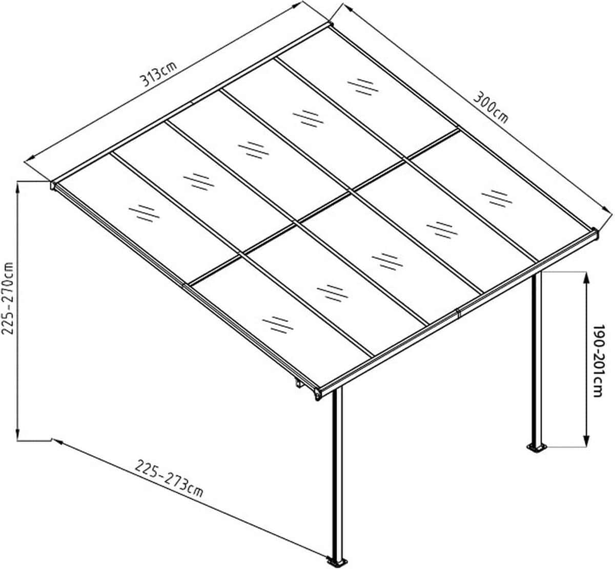 Westmann Terrasoverkapping Bruce 313 - 300x313 cm - SI06104 - Zwart