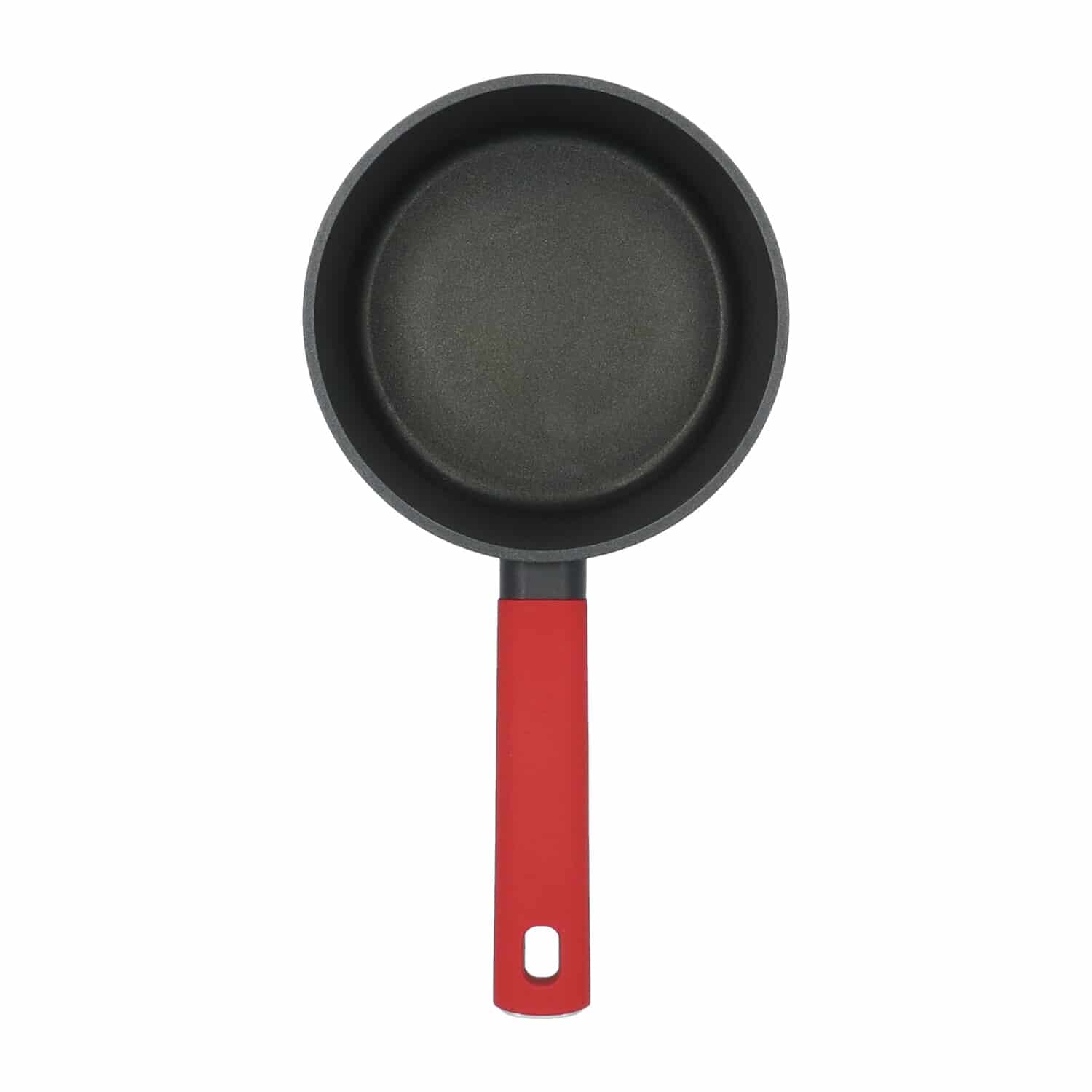 4goodz Aluminium Sauspan met siliconen handvat 17 cm - zwart/rood