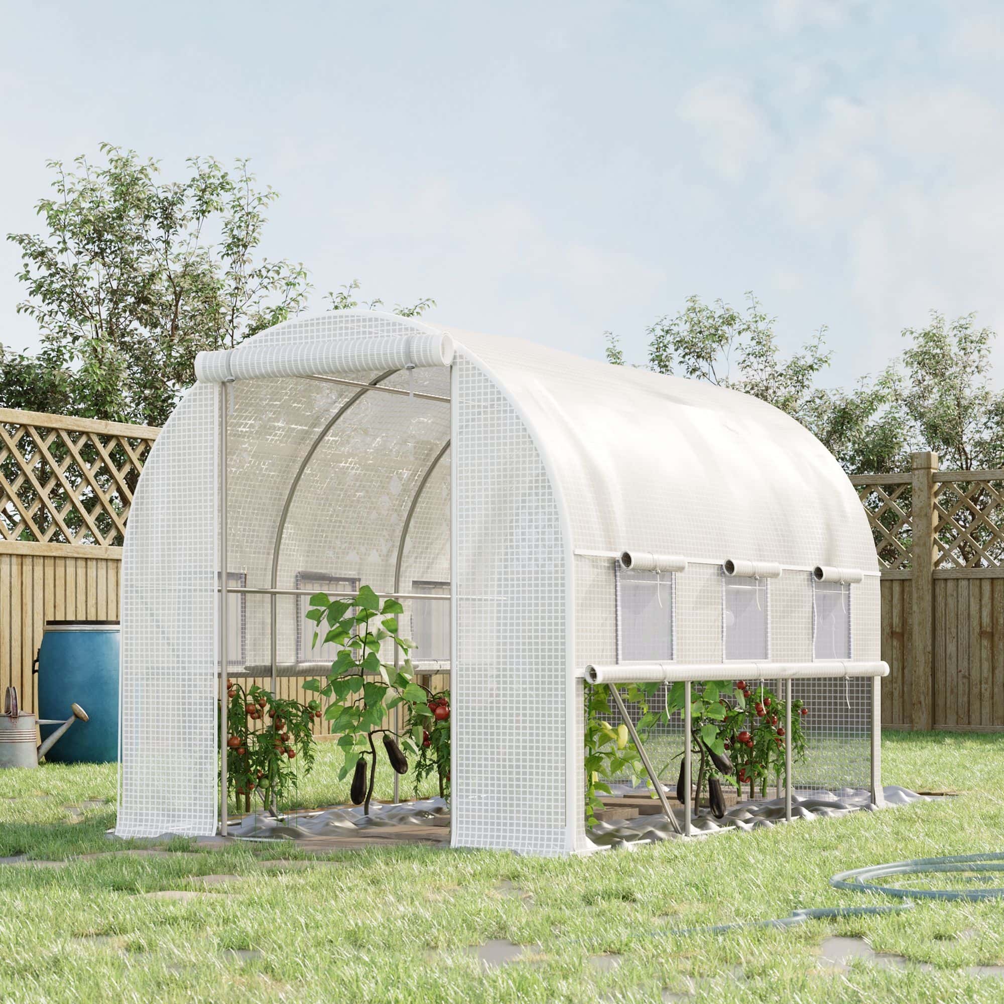 4goodz Foliekas 3x2x2 m tunnel inloopkas kweektent 6 ramen - Wit