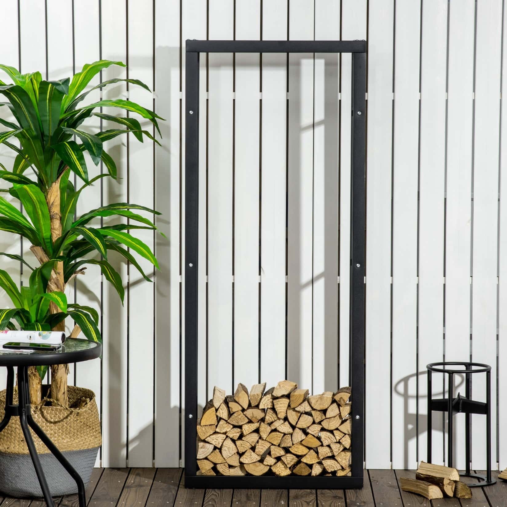 4goodz Houtrek metaal 25x60x150cm Houtopslag Standaard