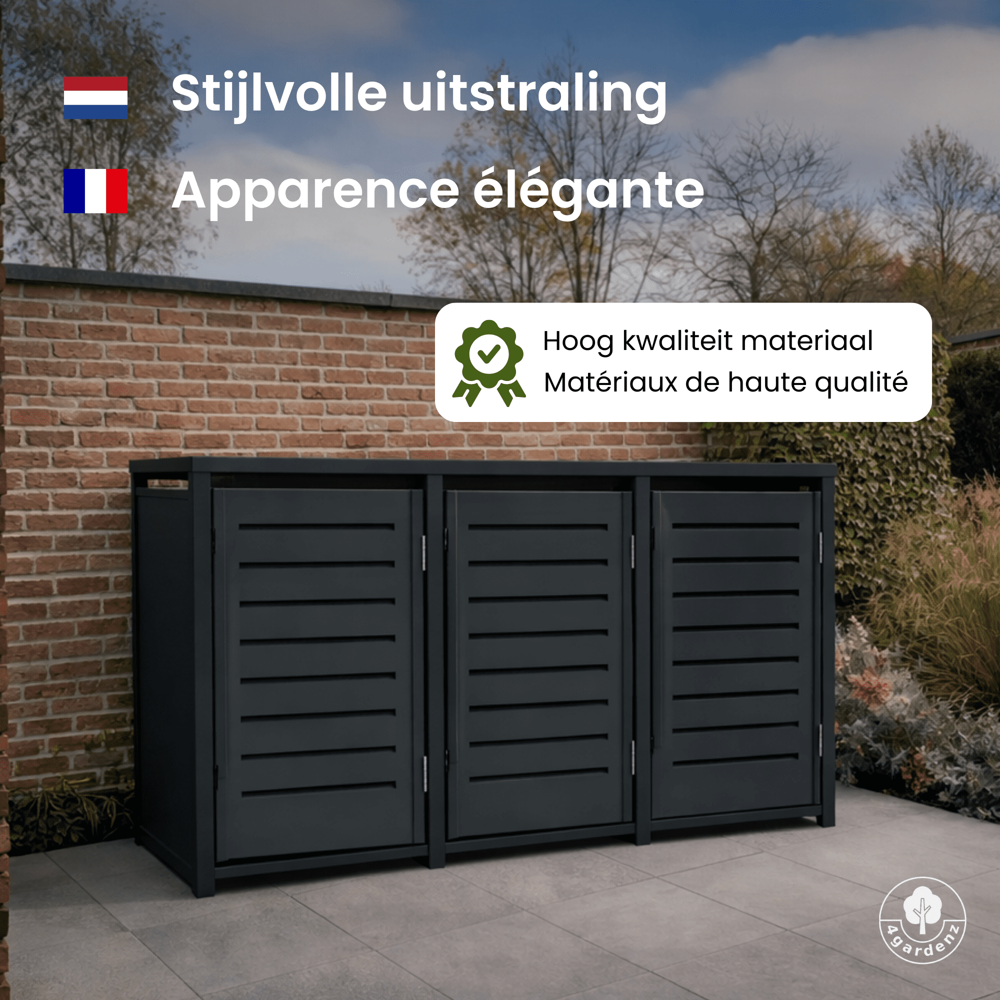 4gardenz® Slimline Kliko Containerombouw 4 Afvalbakken - Antraciet