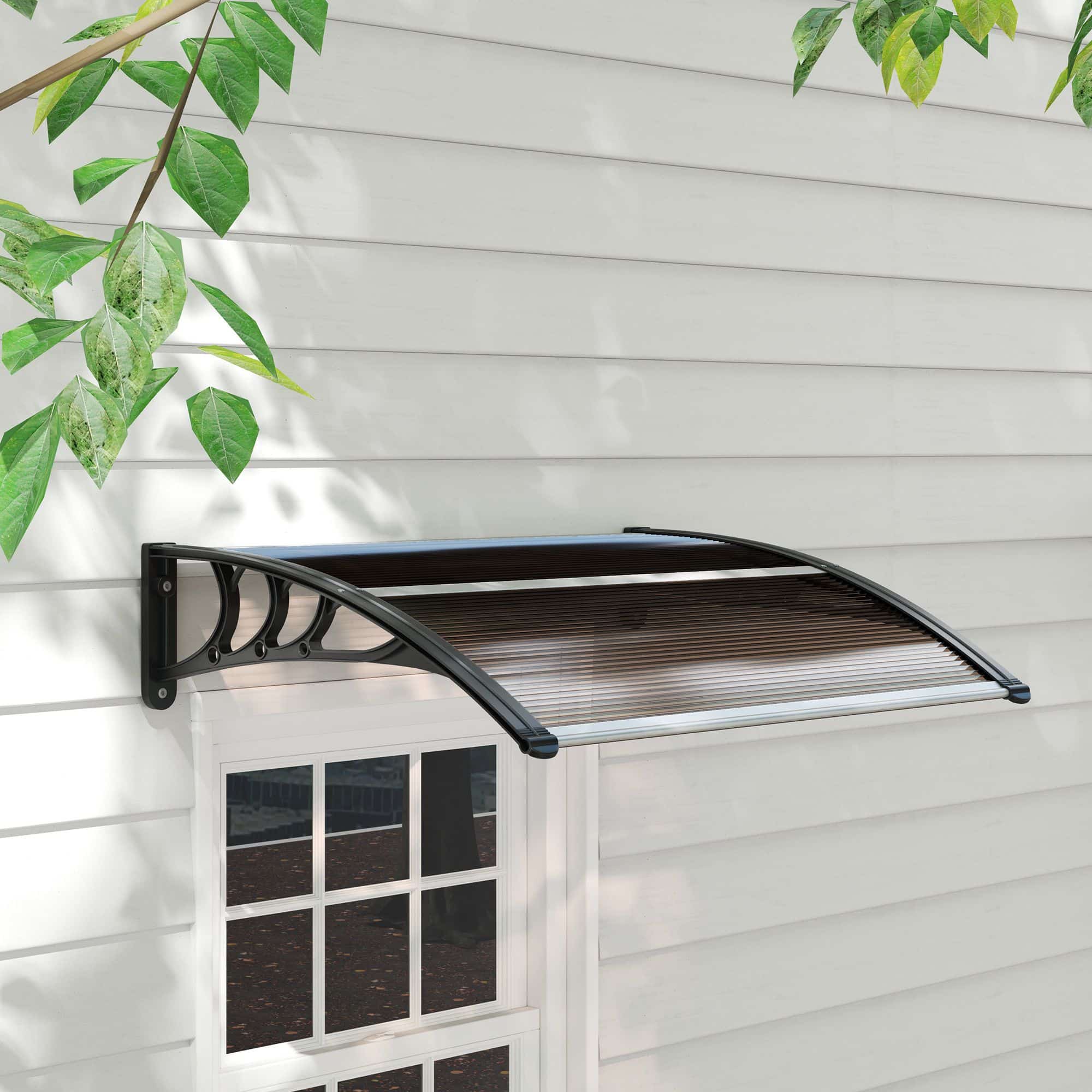 4goodz Deurluifel Afdak 80x120 cm - Overkapping polycarbonaat - Bruin
