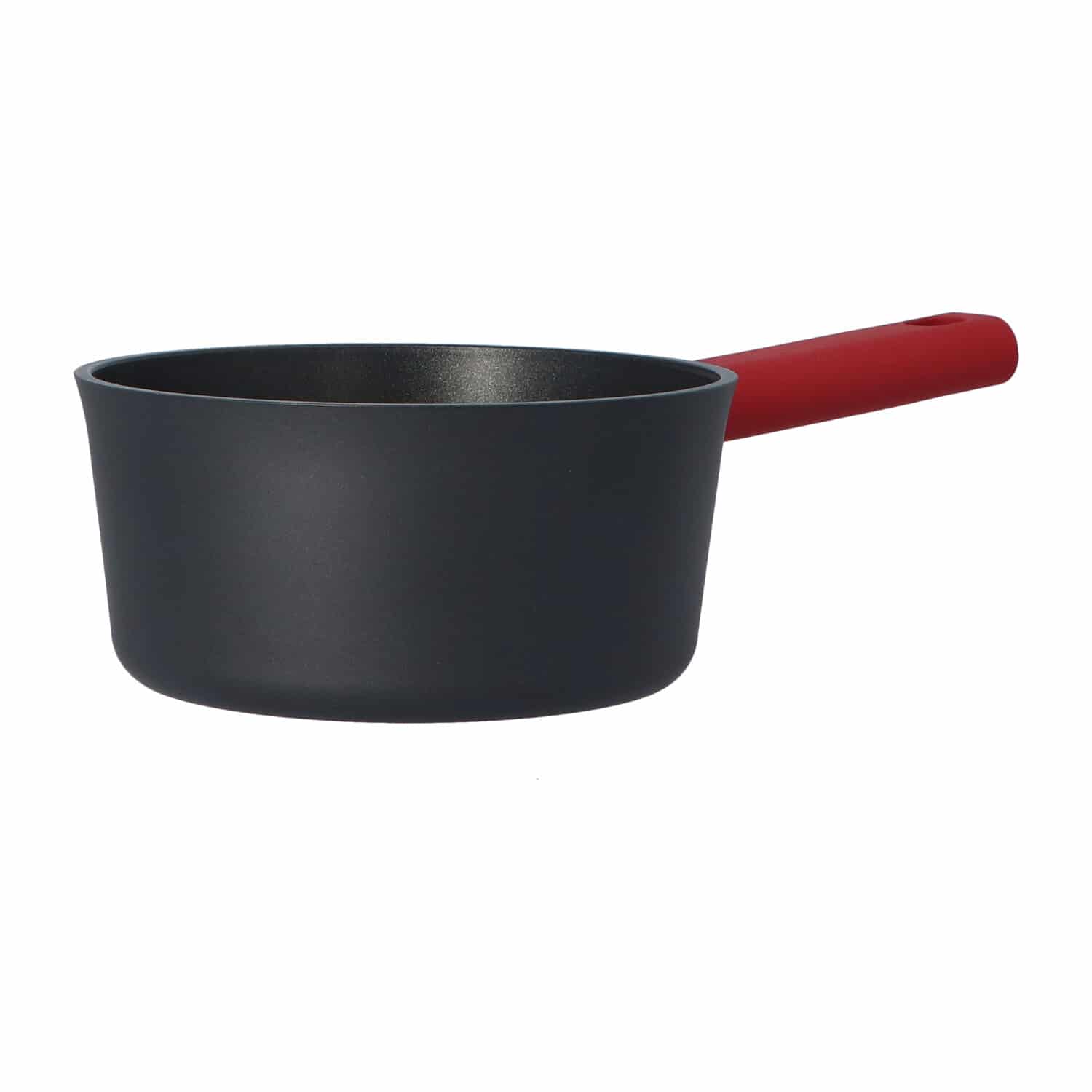 4goodz Aluminium Sauspan met siliconen handvat 17 cm - zwart/rood
