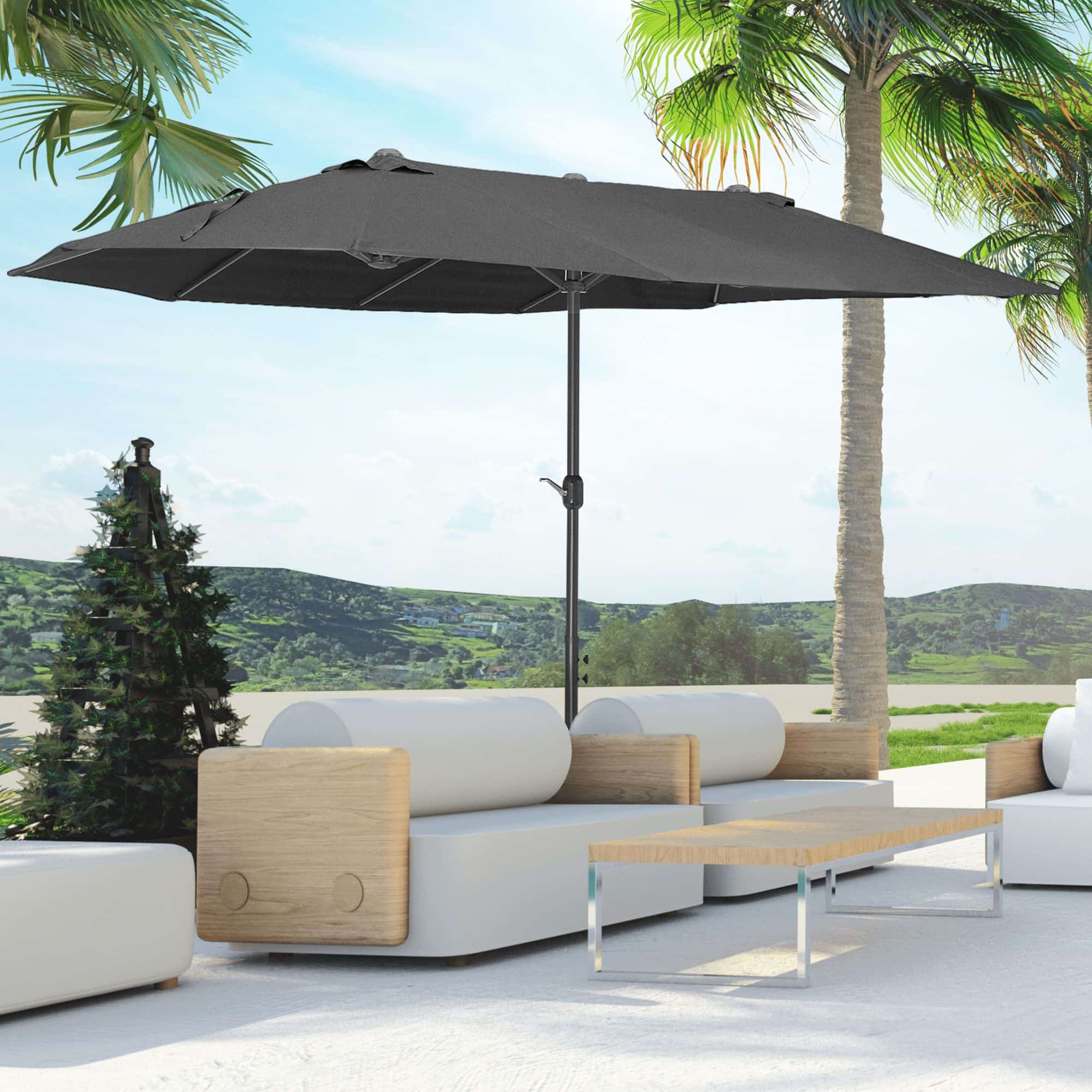 4goodz Duo-parasol 460x270 cm - brede XL Parasol - Zwart