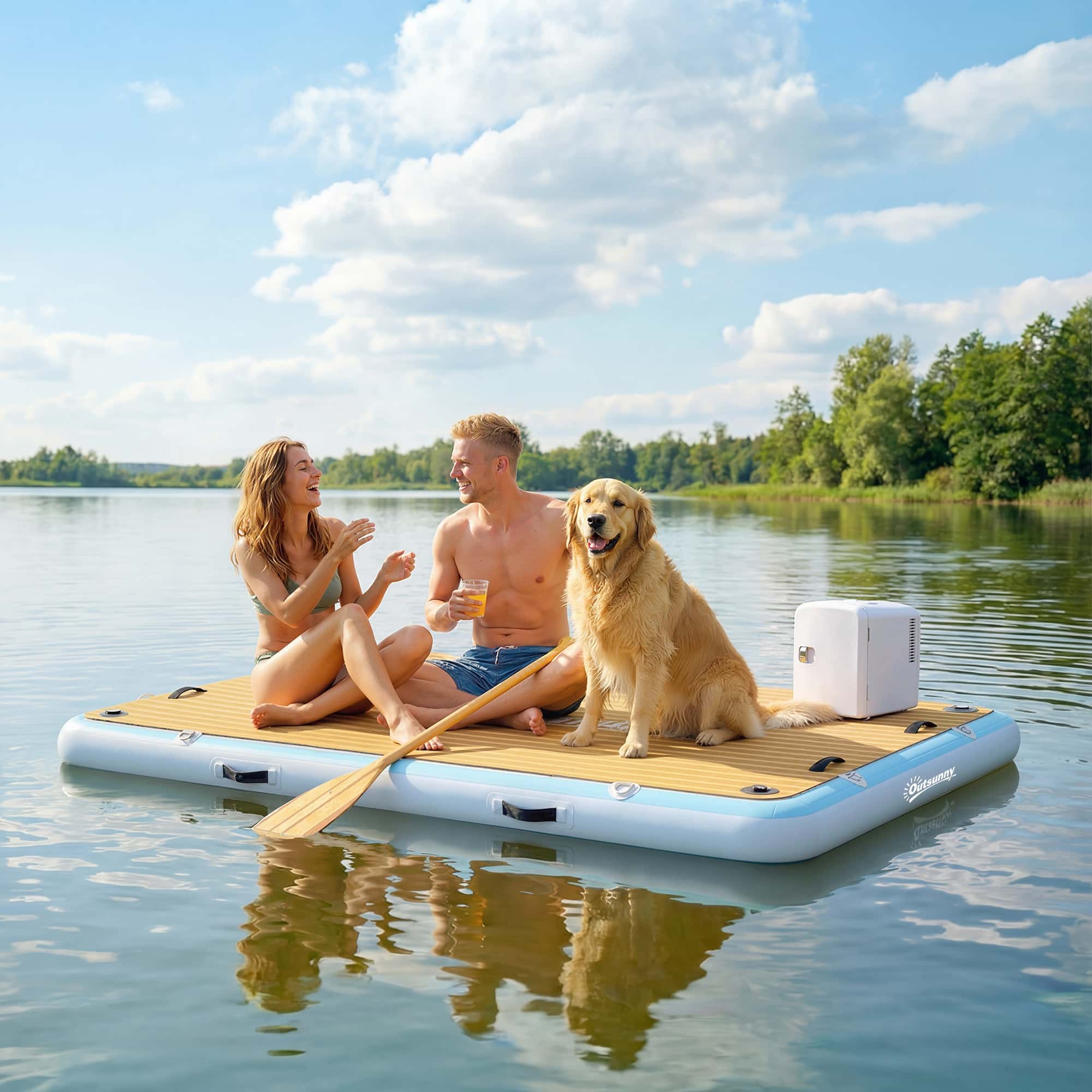 4goodz Opblaasbaar Zwemplatform 2,4x1,8m - 4-6 Personen met Antislip Oppervlak 4goodz Opblaasbaar Zwemplatform 2,4x1,8m - 4-6 Personen met Antislip Oppervlak