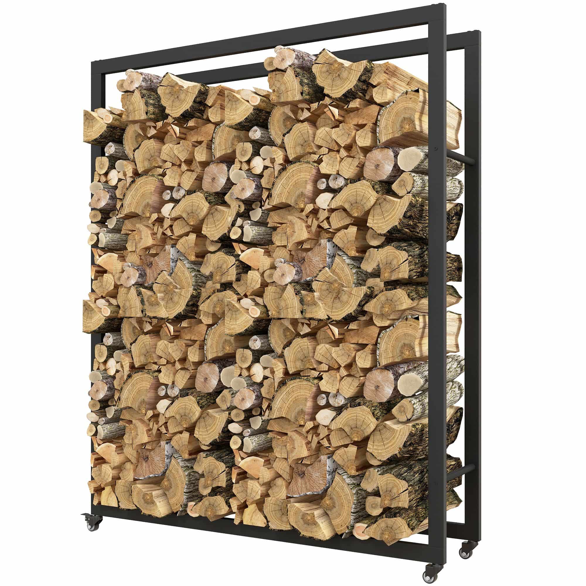 4goodz Outsunny Houtopslag 120 cm Houtrek met Wielen - Zwart