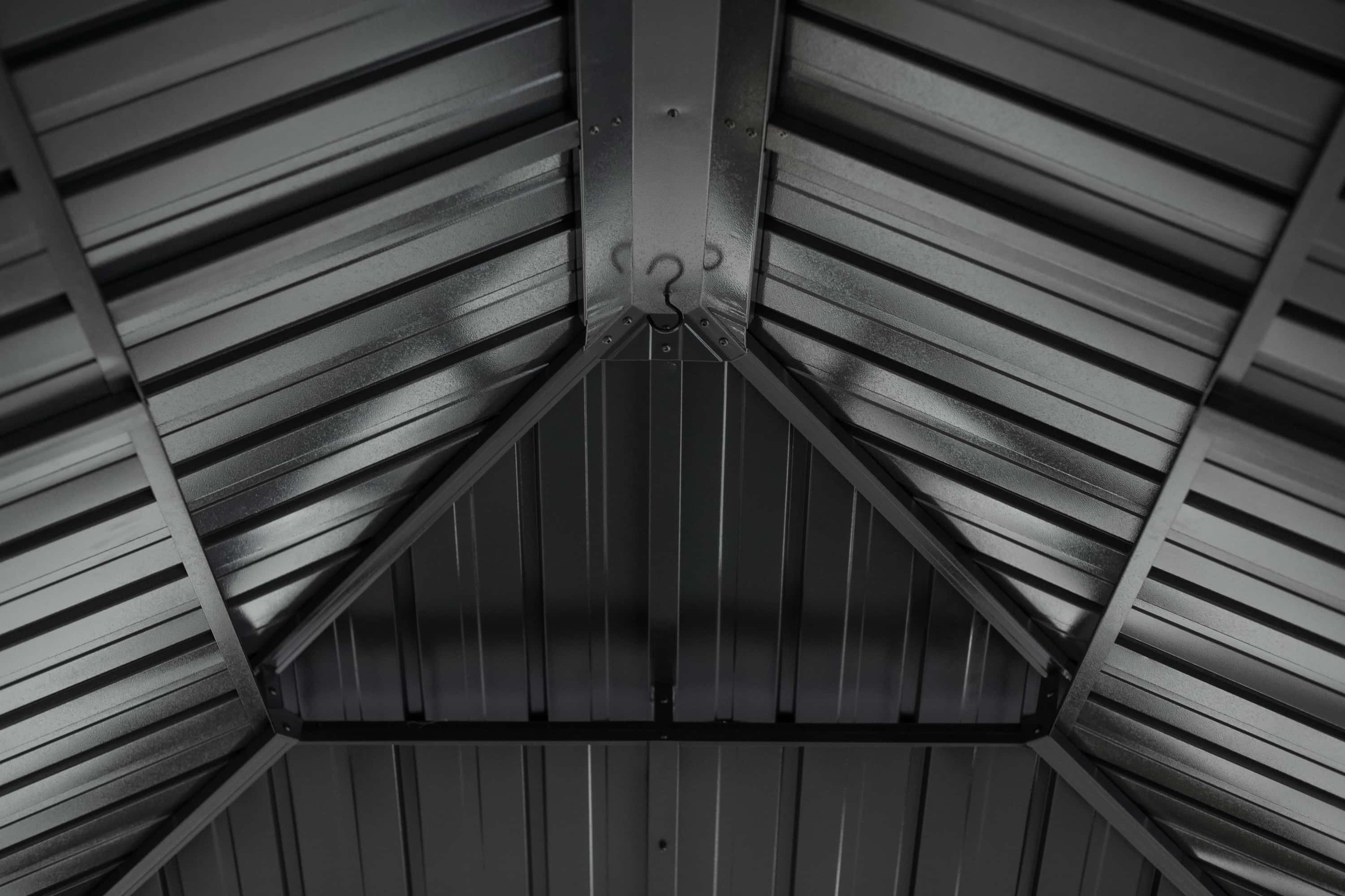 Sojag Fontana Aluminium Paviljoen met hard dak en muggennet - Houtlook/Zwart