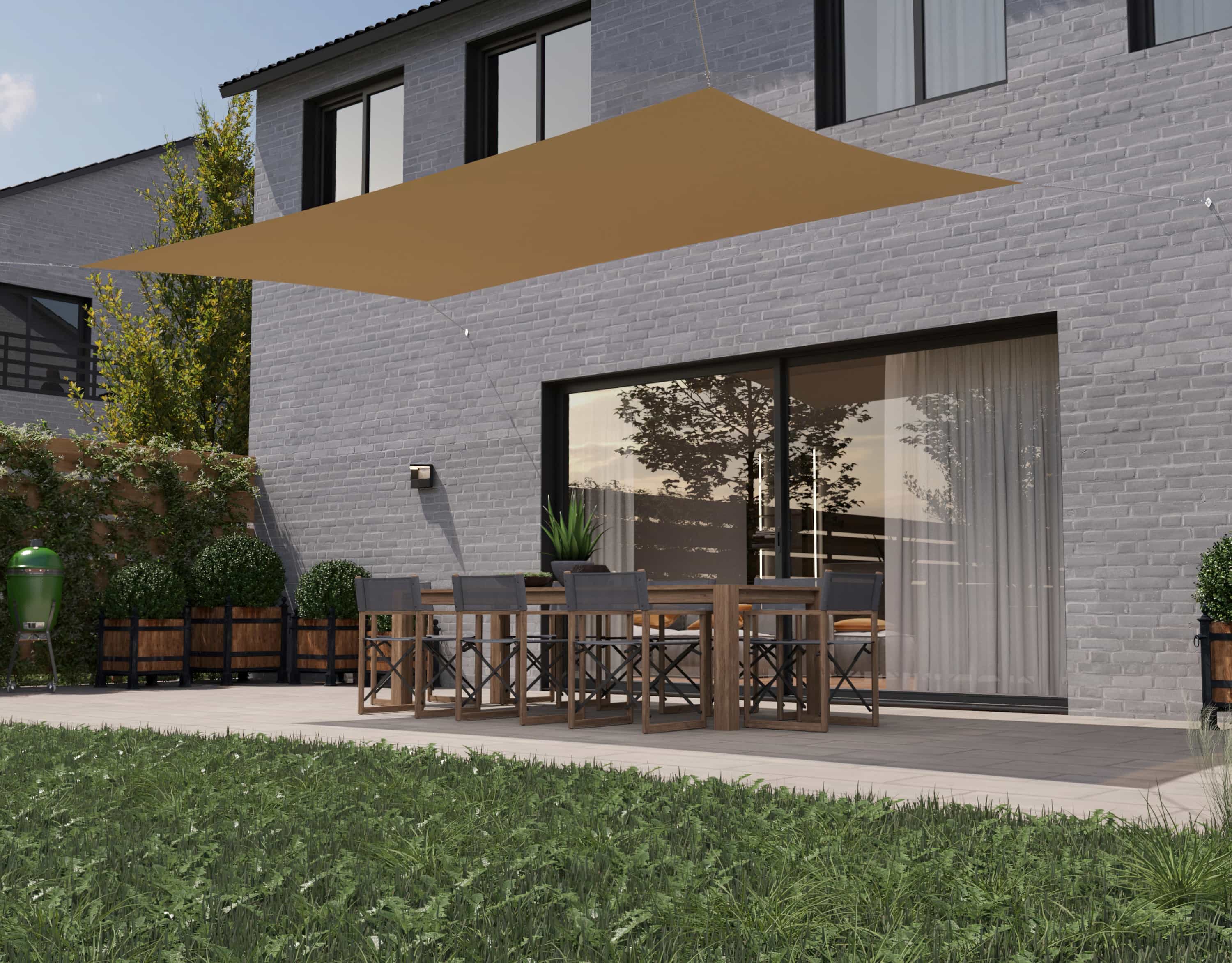 hanSe® Schaduwdoek Rechthoek Waterafstotend 4x6 m Zonnedoek Creme