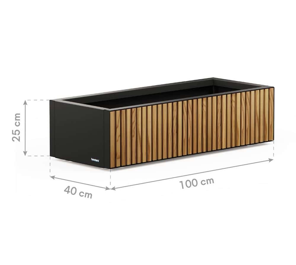 Herstera Garden XIC M - Metalen Plantenbak 100x40x25 cm - Hout