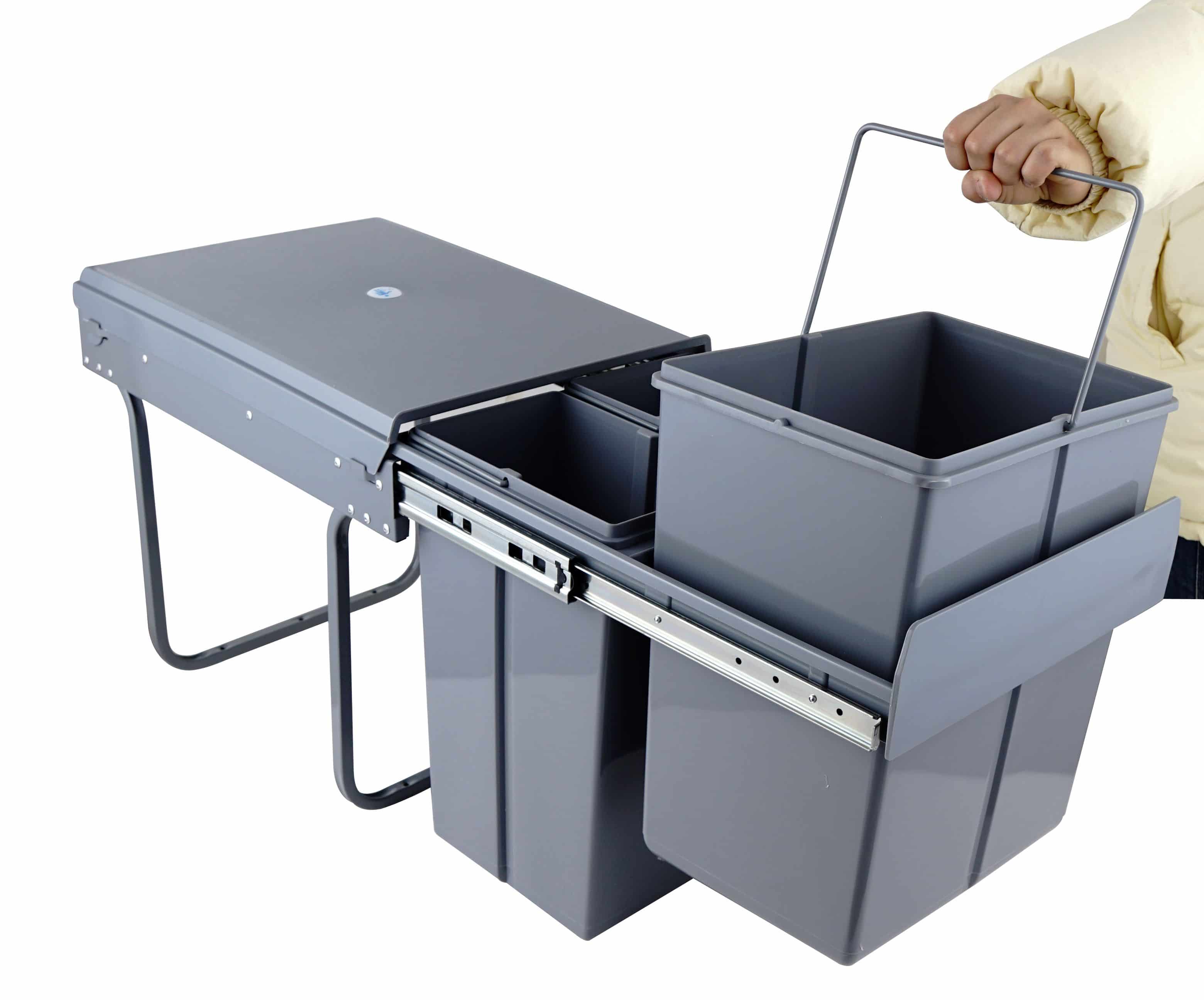 4goodz Inbouw Prullenbak met 3 Afvalemmers voor Afvalscheiding - 40 liter - 34 cm breed