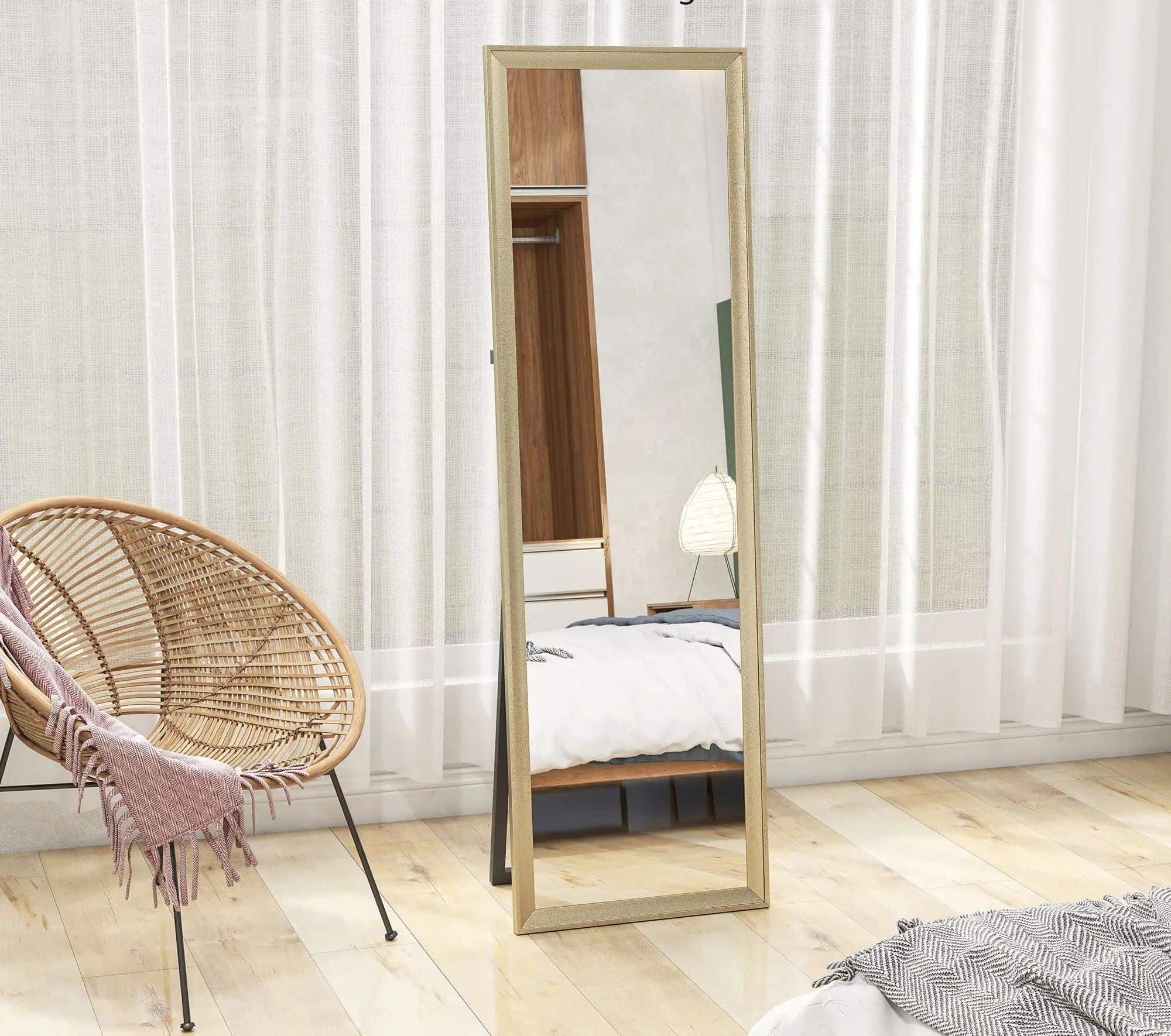 4goodz Passpiegel 160 cm Vrijstaand of Wandmontage - Goudkleurig 4goodz Passpiegel 160 cm Vrijstaand of Wandmontage - Goudkleurig
