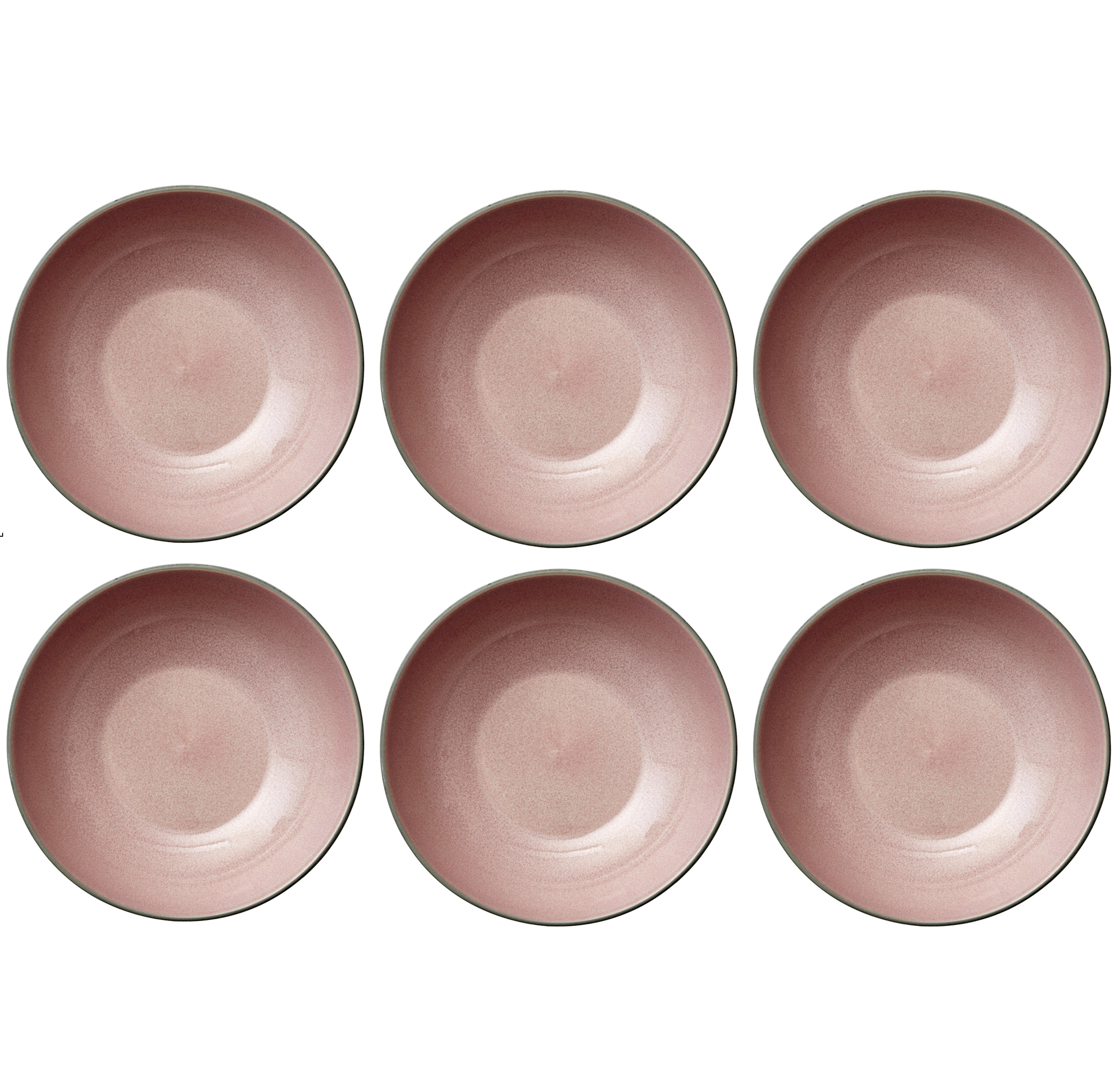 Bitz® Gastro set 6 stuks Pastaborden/diepe borden Ø 20 cm - Zwart/Licht Roze 11200