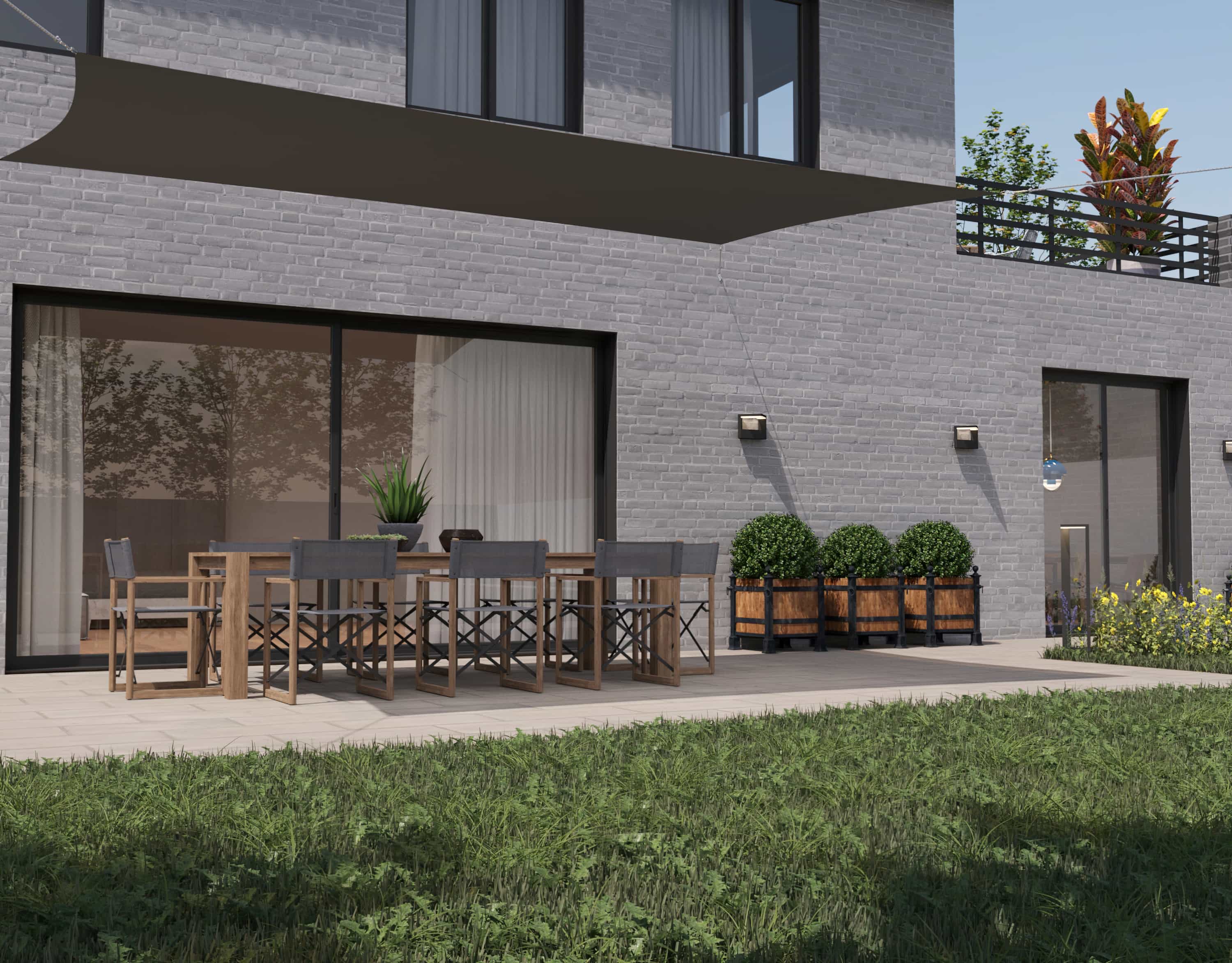 hanSe® Schaduwdoek Rechthoek Waterdoorlatend 2,5x4,5 m Zonnedoek Grijs