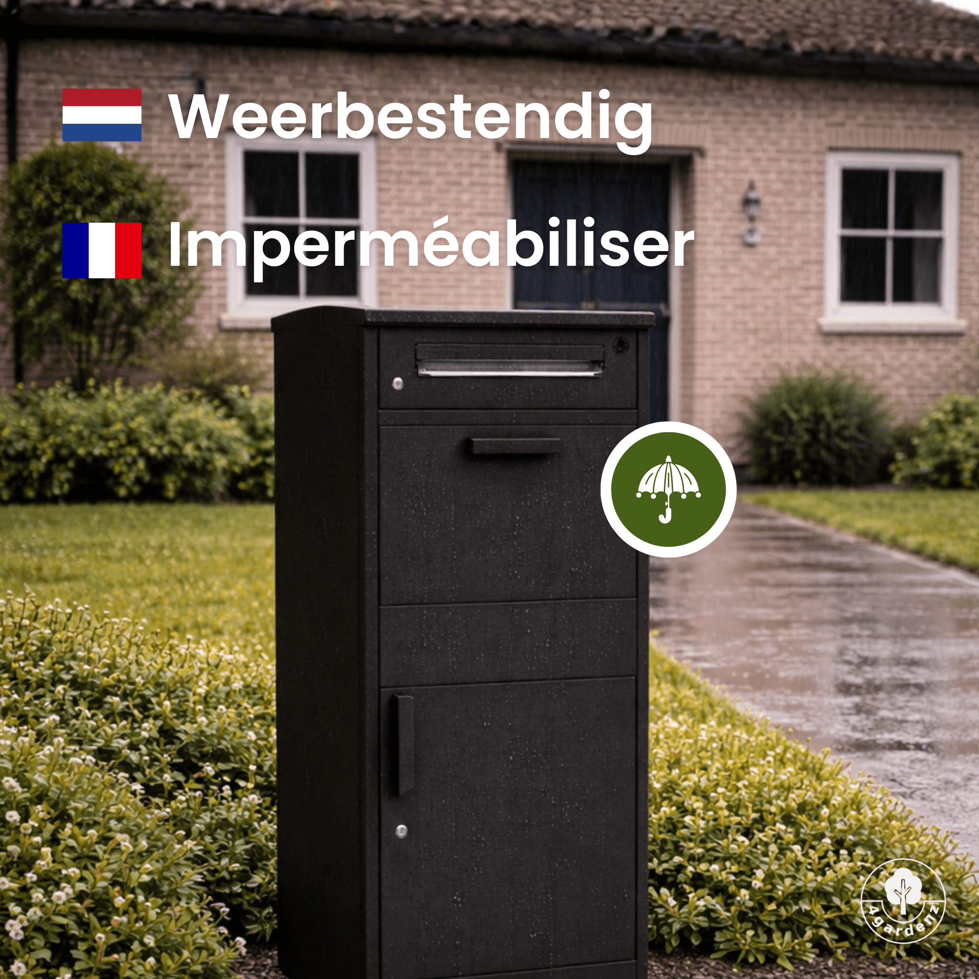 4gardenz Pakketbrievenbus met apart Postvak - Anti-diefstal - Staande Pakketbox - Zwart