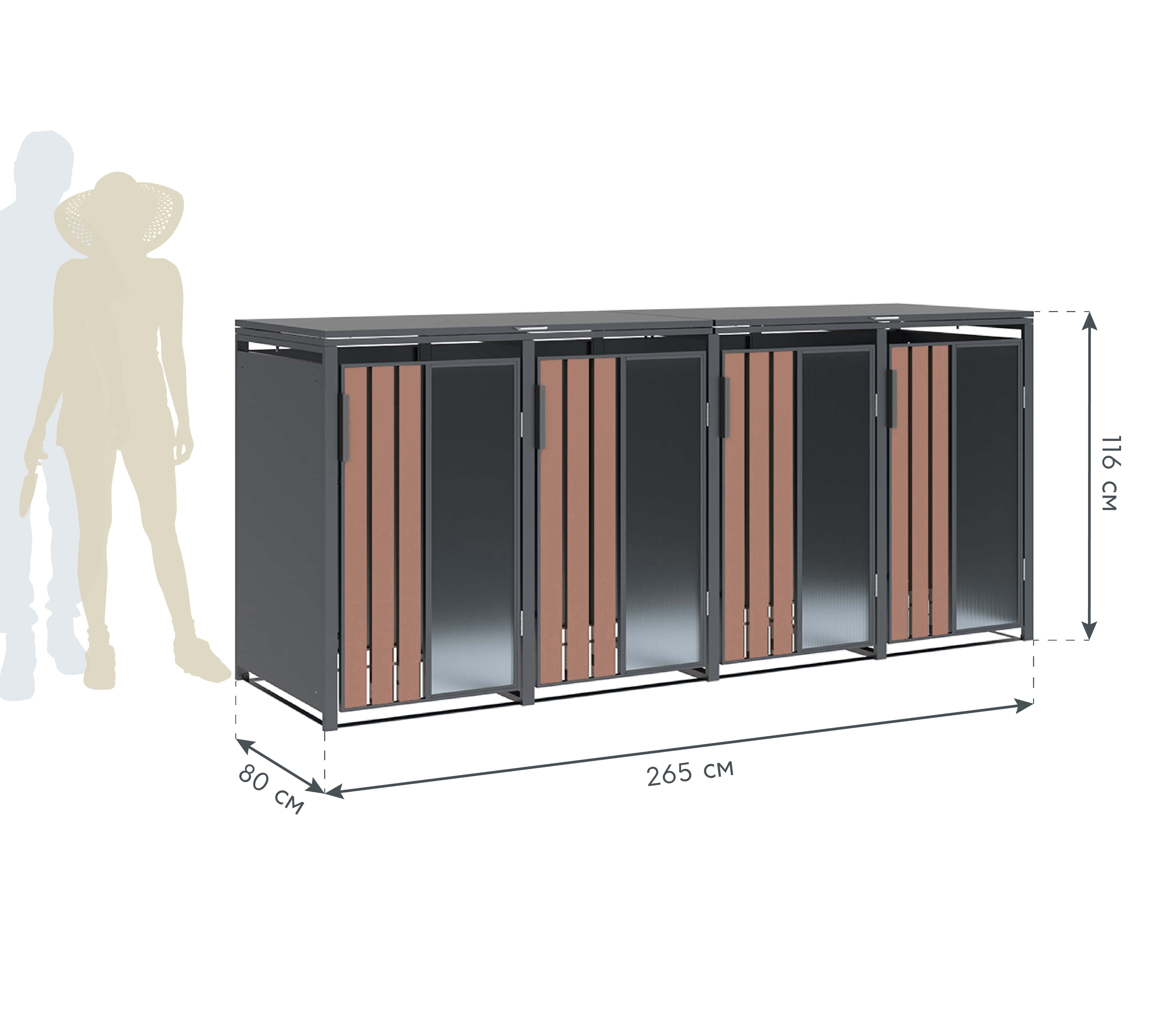 Westmann Status-4 Metalen Containerombouw voor 4 kliko's - Houtlook