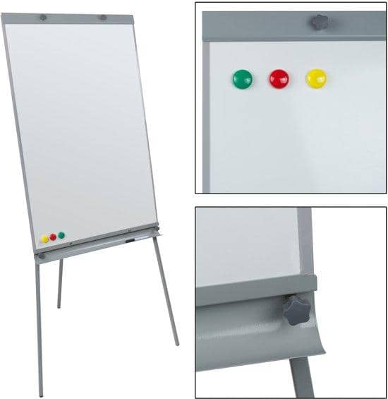 BüroMi MDF Hoogt verstelbare Flipover met Toebehoren 65x100cm - Hoogte 120-185cm