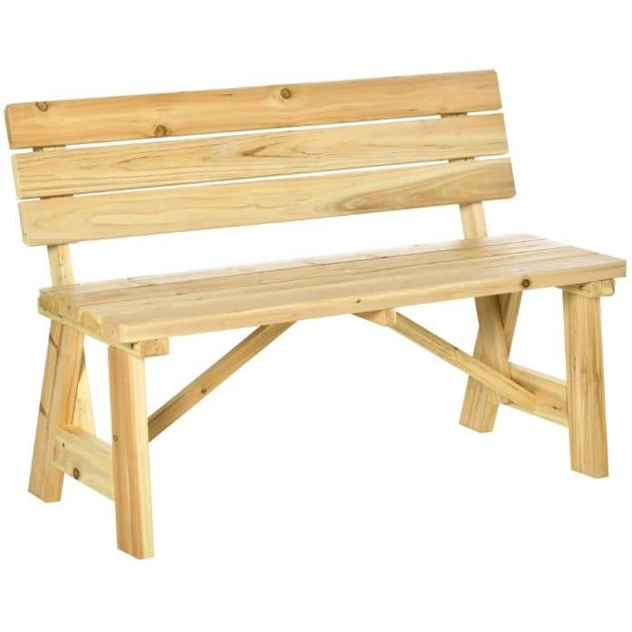 4goodz Stevige Tuinbank 2-zits Hout met Rugleuning 116x56 cm - Bruin