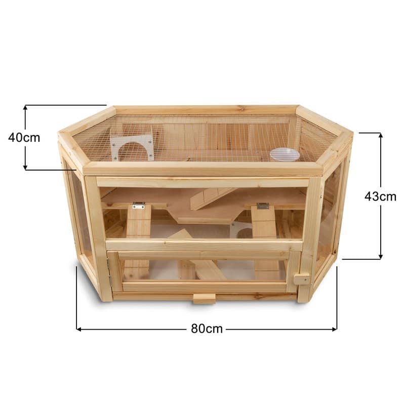 3 laags houten Hamsterkooi/muizenkooi 40x80x43cm - zeshoekig
