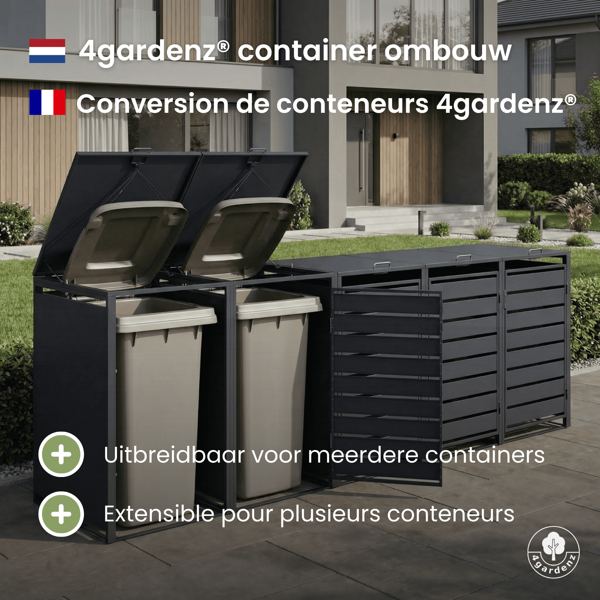4gardenz® Premium Containerombouw 2 bakken - Kliko Ombouw - Antraciet