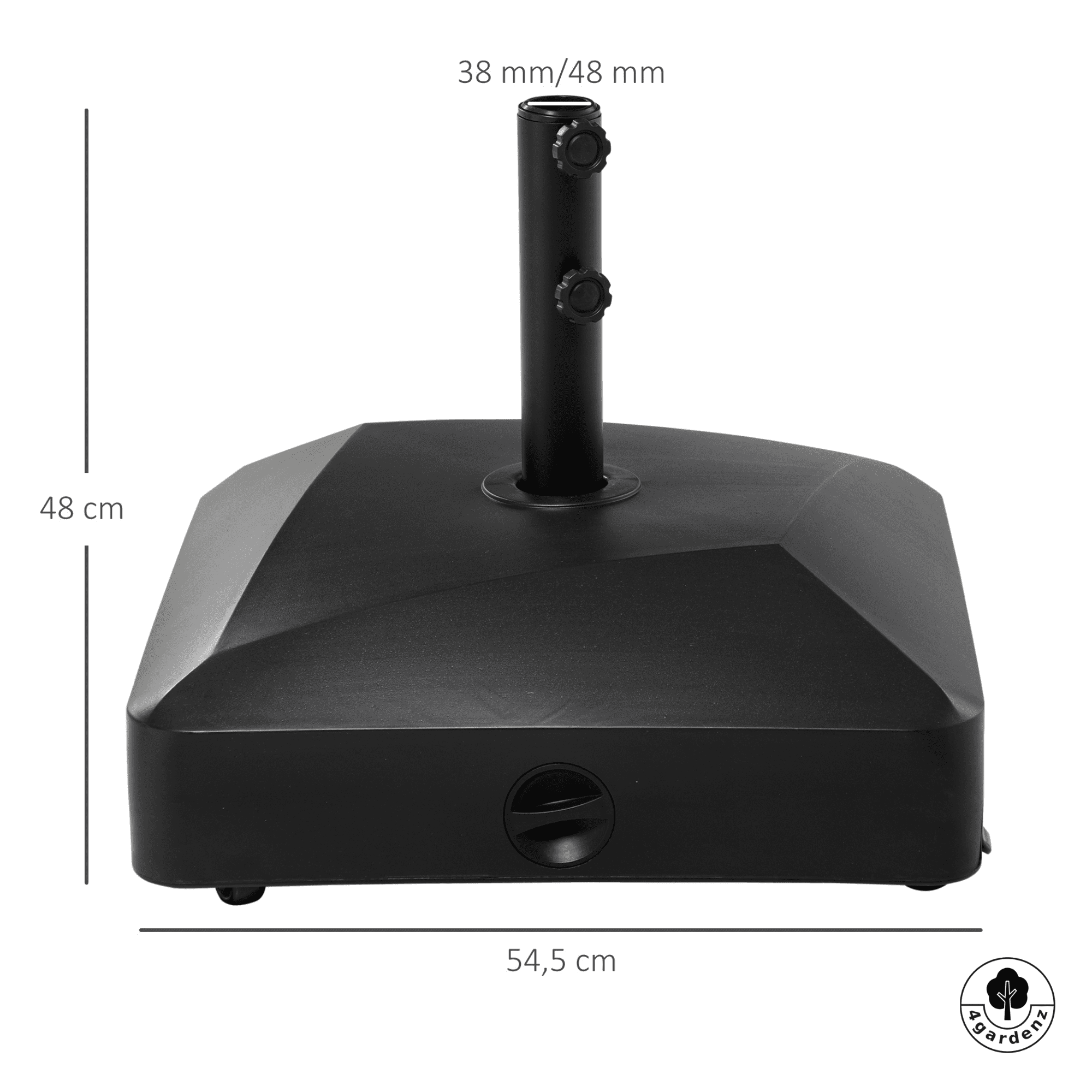 4gardenz Parasolvoet met Wielen voor Ø38/48mm parasols - max 70 kg
