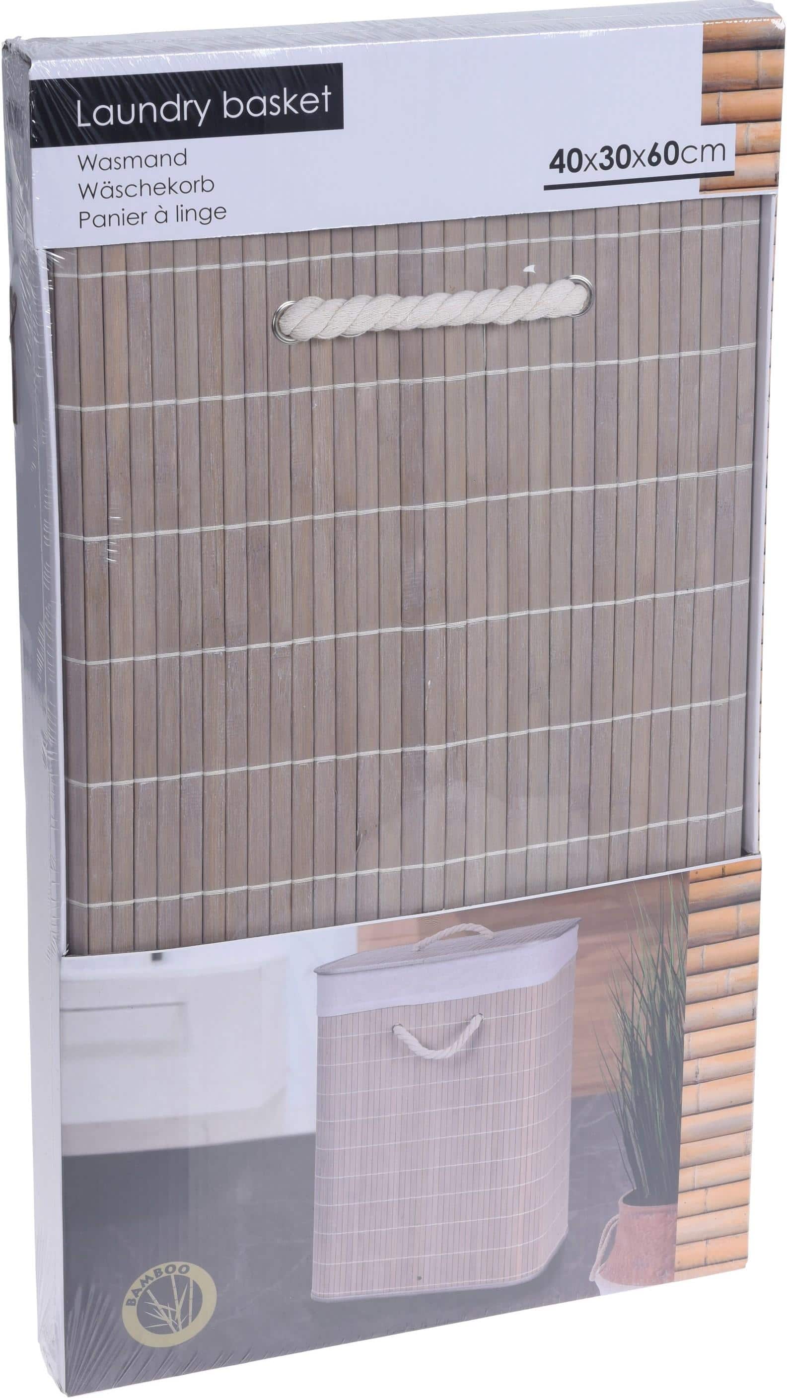 4goodz bamboe wasmand met deksel - opvouwbaar - off white - 60x40x30cm