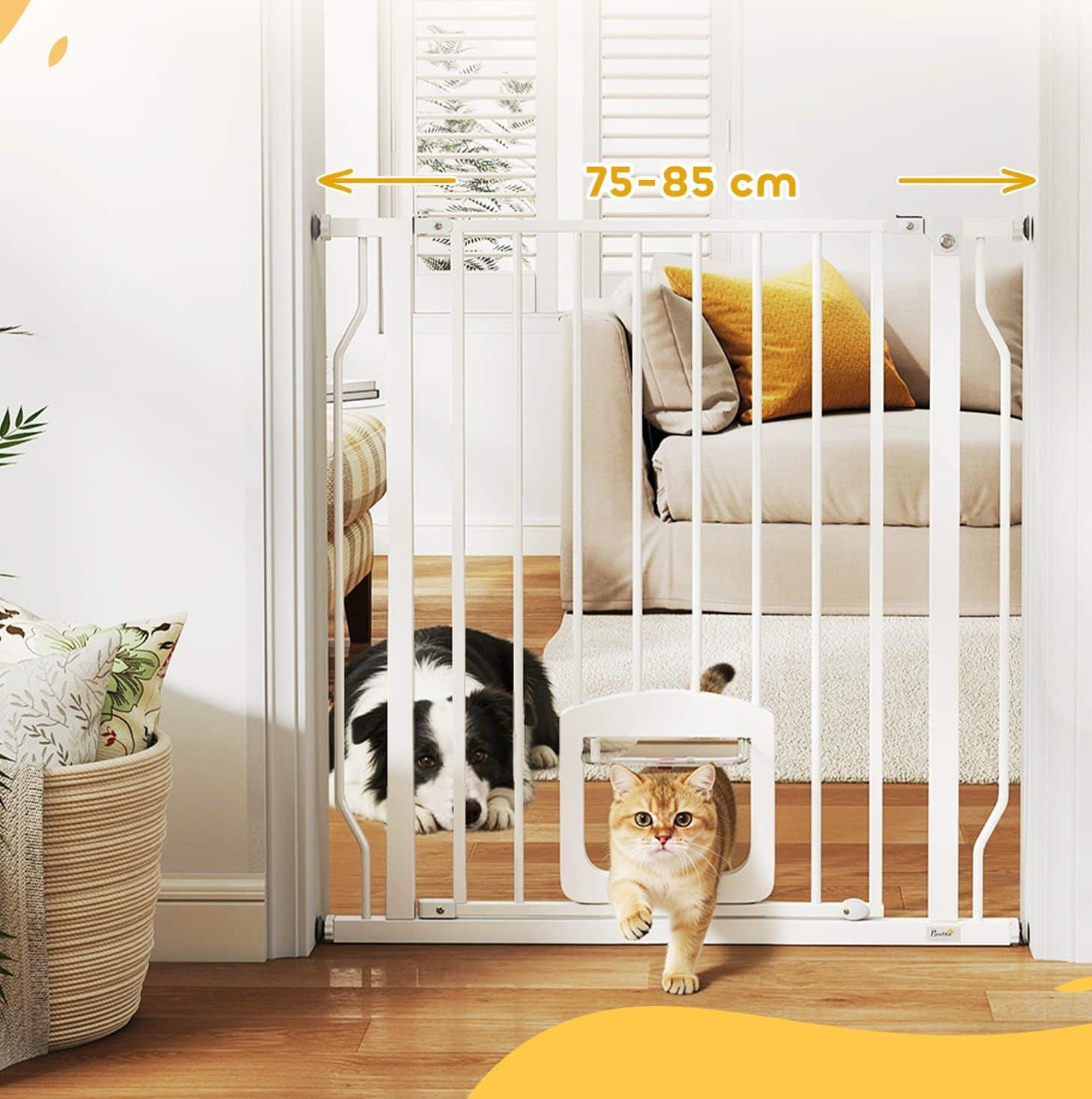 4goodz Verstelbaar Traphek met Kattenluik - Montage zonder boren 75-85 cm - Wit 4goodz Verstelbaar Traphek met Kattenluik - Montage zonder boren 75-85 cm - Wit