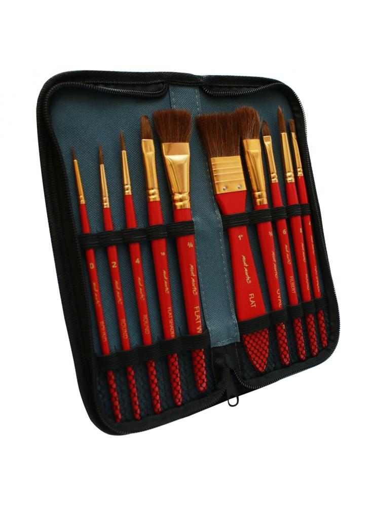 Mont Marte® Signature 10 stuks Waterverf Penselen in etui - Aquarel penselen