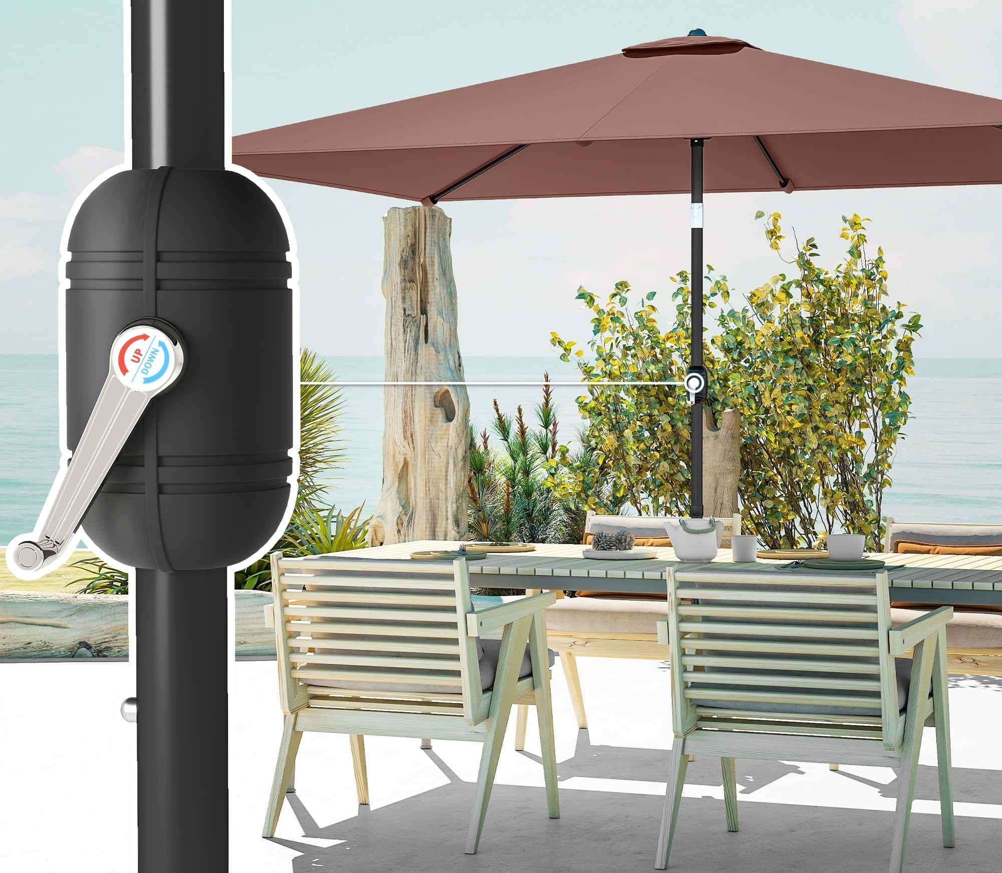 4goodz Parasol 300 x 200 cm - kantelbare balkonparasol met draaihendel - Bruin 4goodz Parasol 300 x 200 cm - kantelbare balkonparasol met draaihendel - Bruin