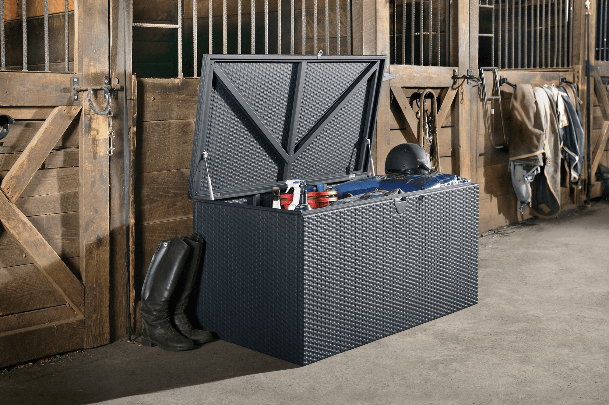 Lifetime® Kunststof Kussenbox staal 509 Ltr - 132x70x67cm - Antraciet