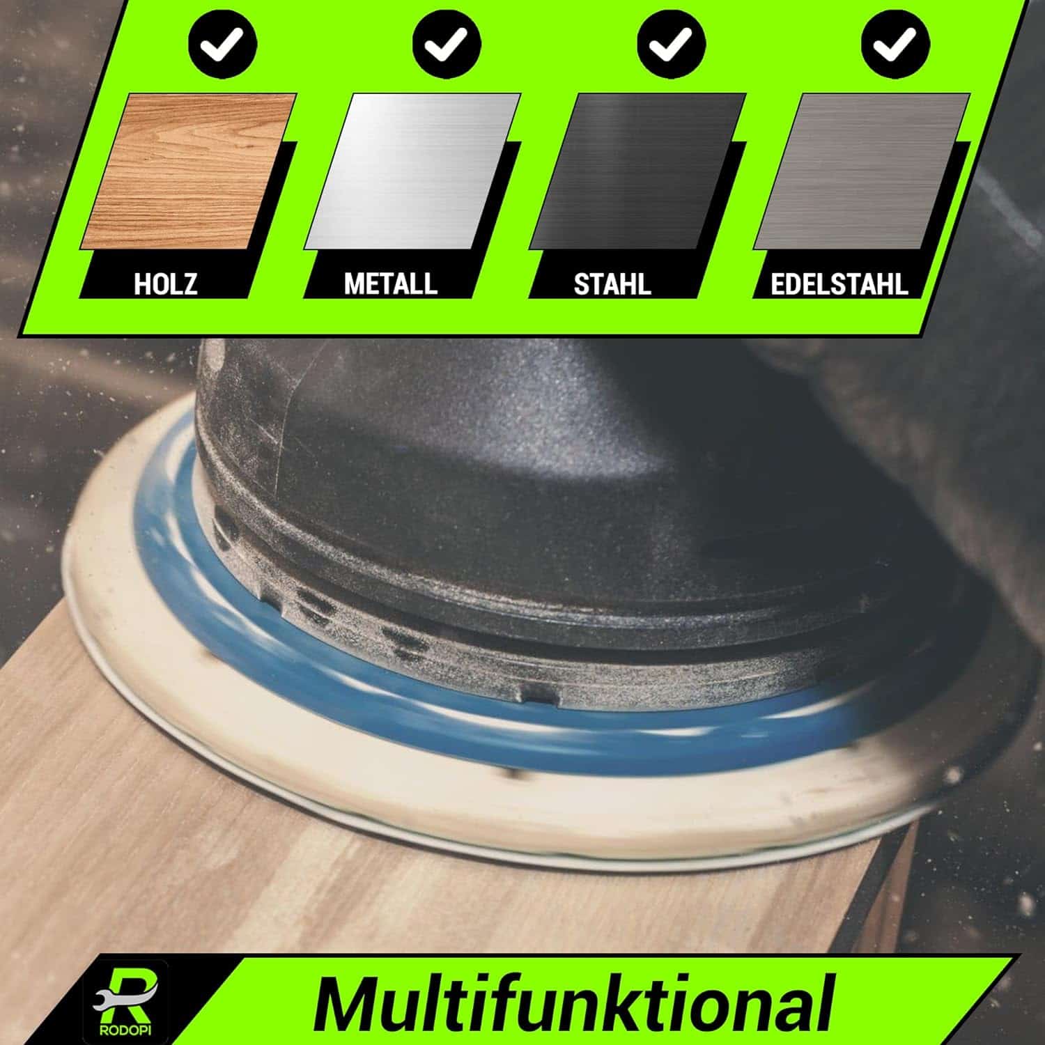 Rodopi® 100x Korrel 80 Schuurpapier 150mm - 15 gats Excentrisch Schuurmachine